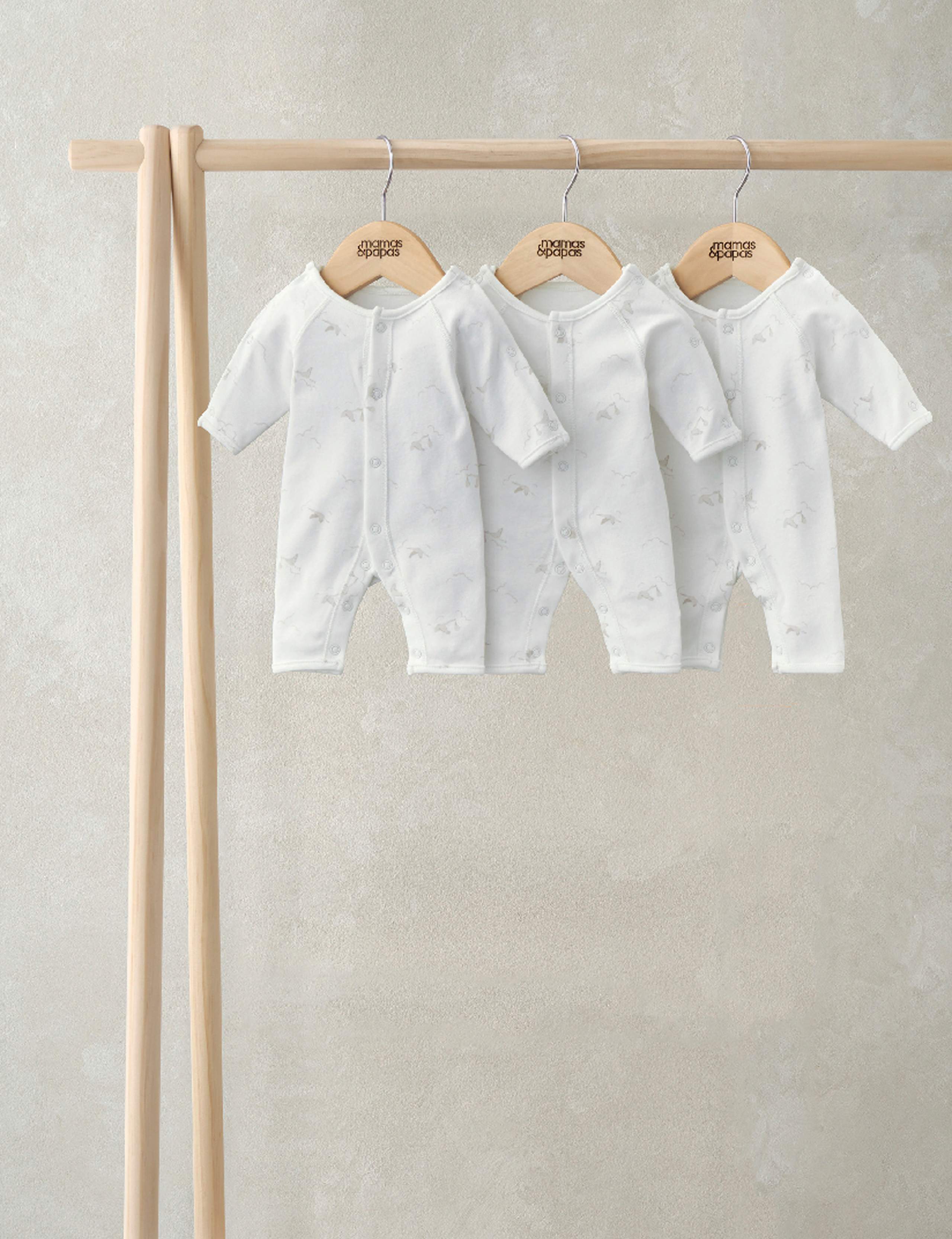 3pk Pure Cotton Premature Stork Sleepsuits