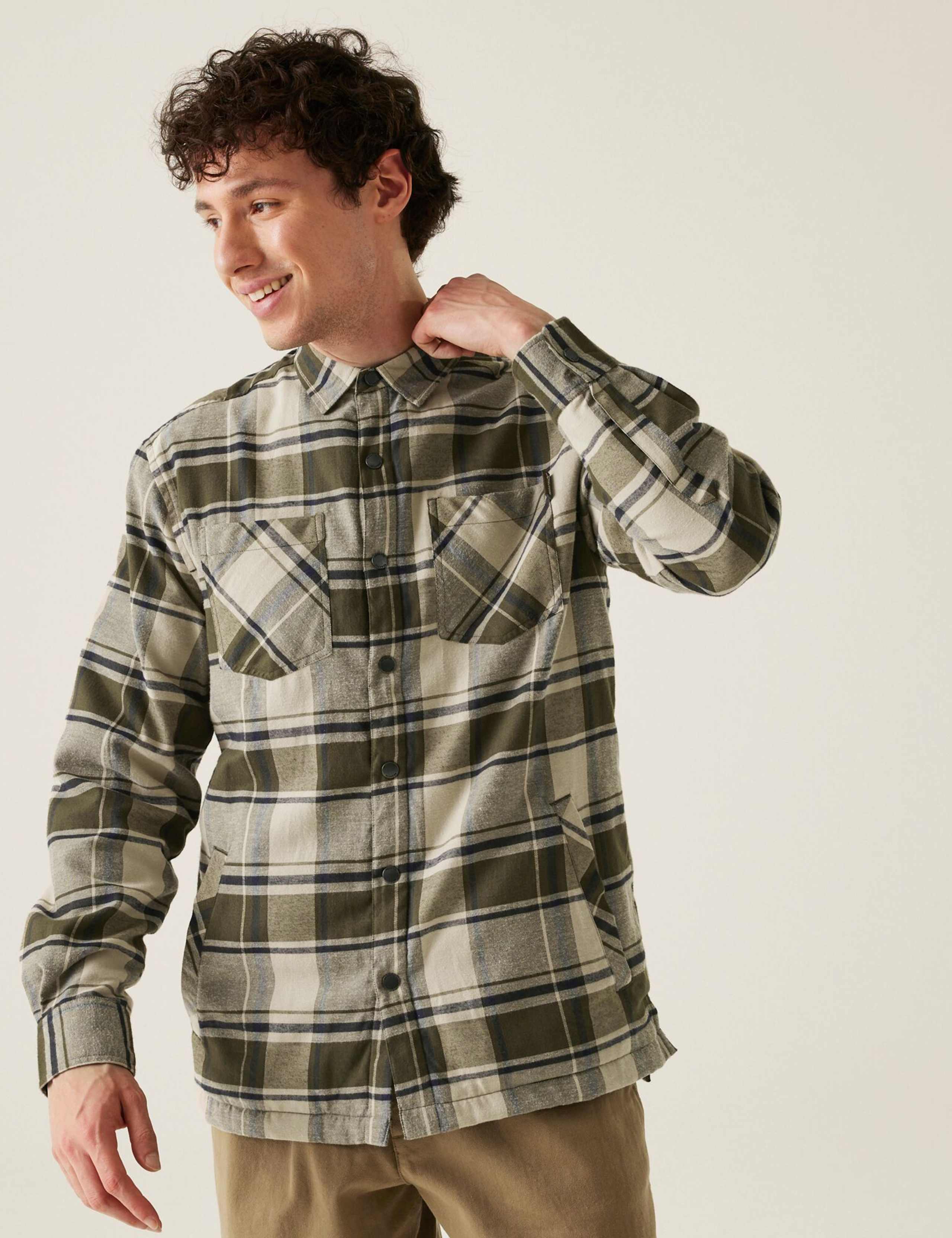 Thamos Cotton Blend Check Flannel Overshirt