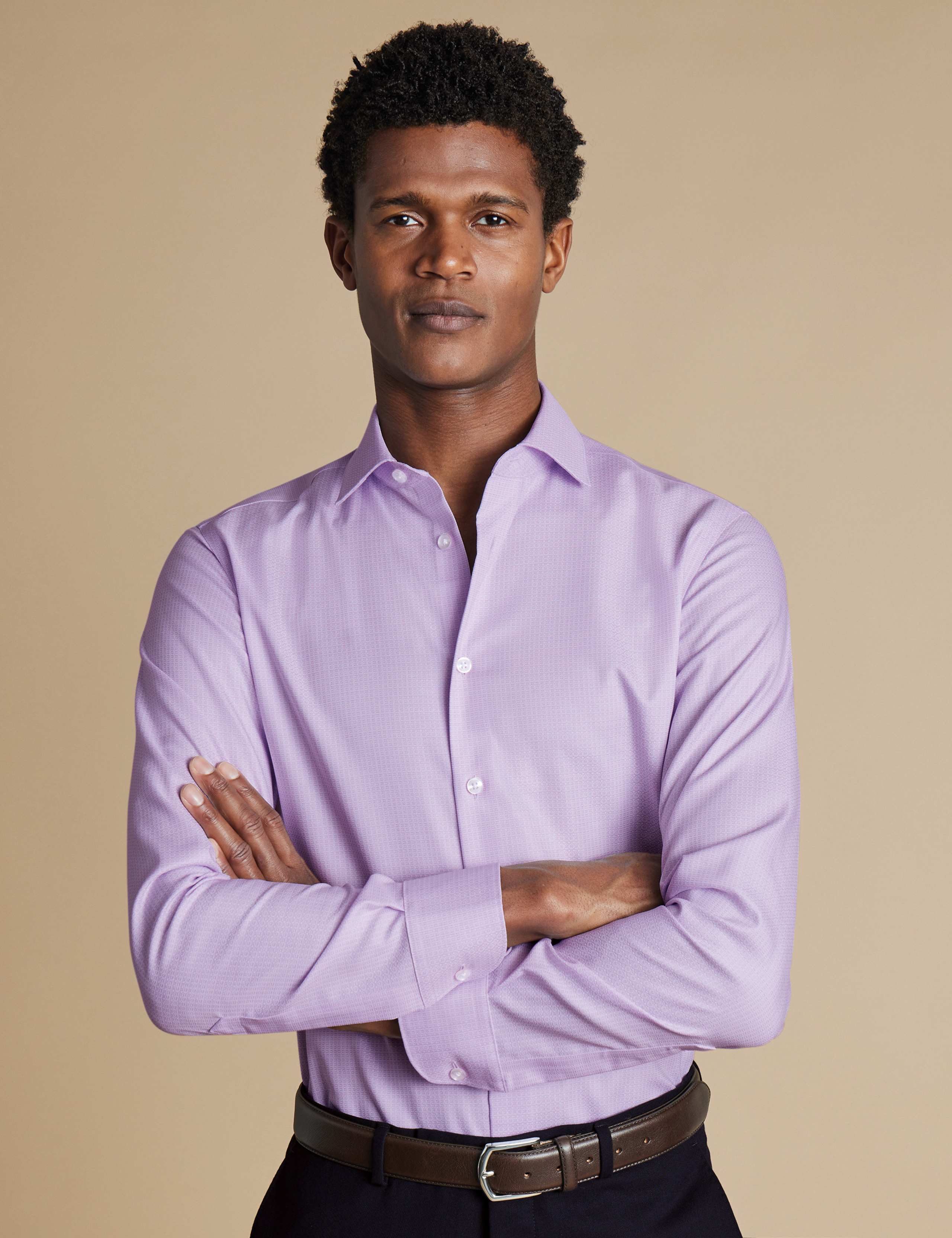 Slim Fit Non Iron Pure Cotton Textured Shirt