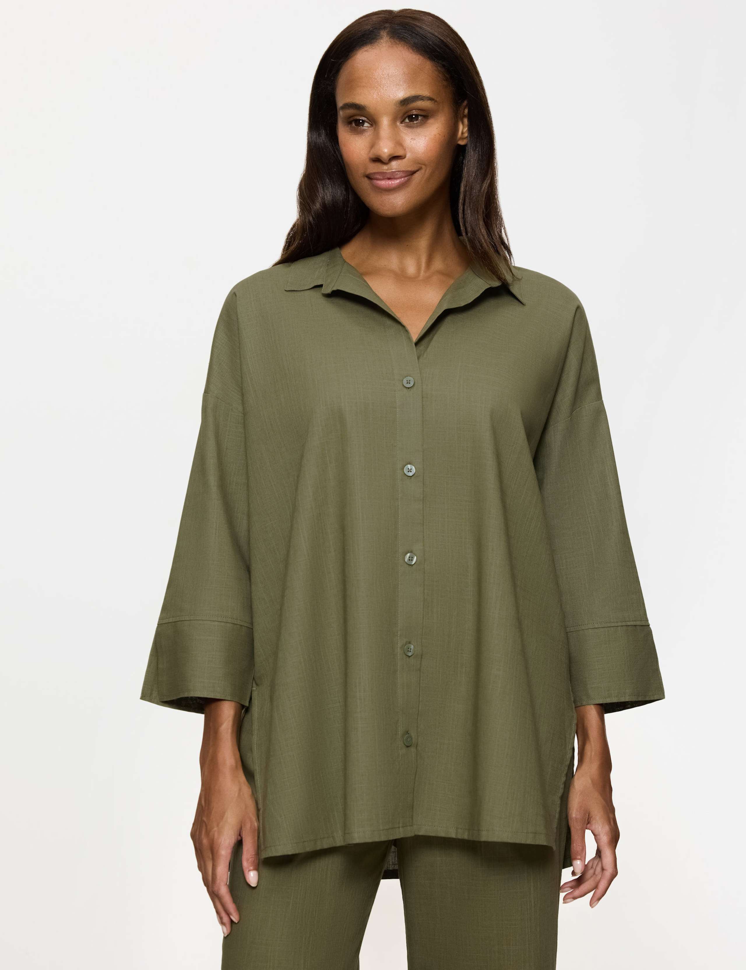Pure Cotton Geometric Beach Cover Up Shirt