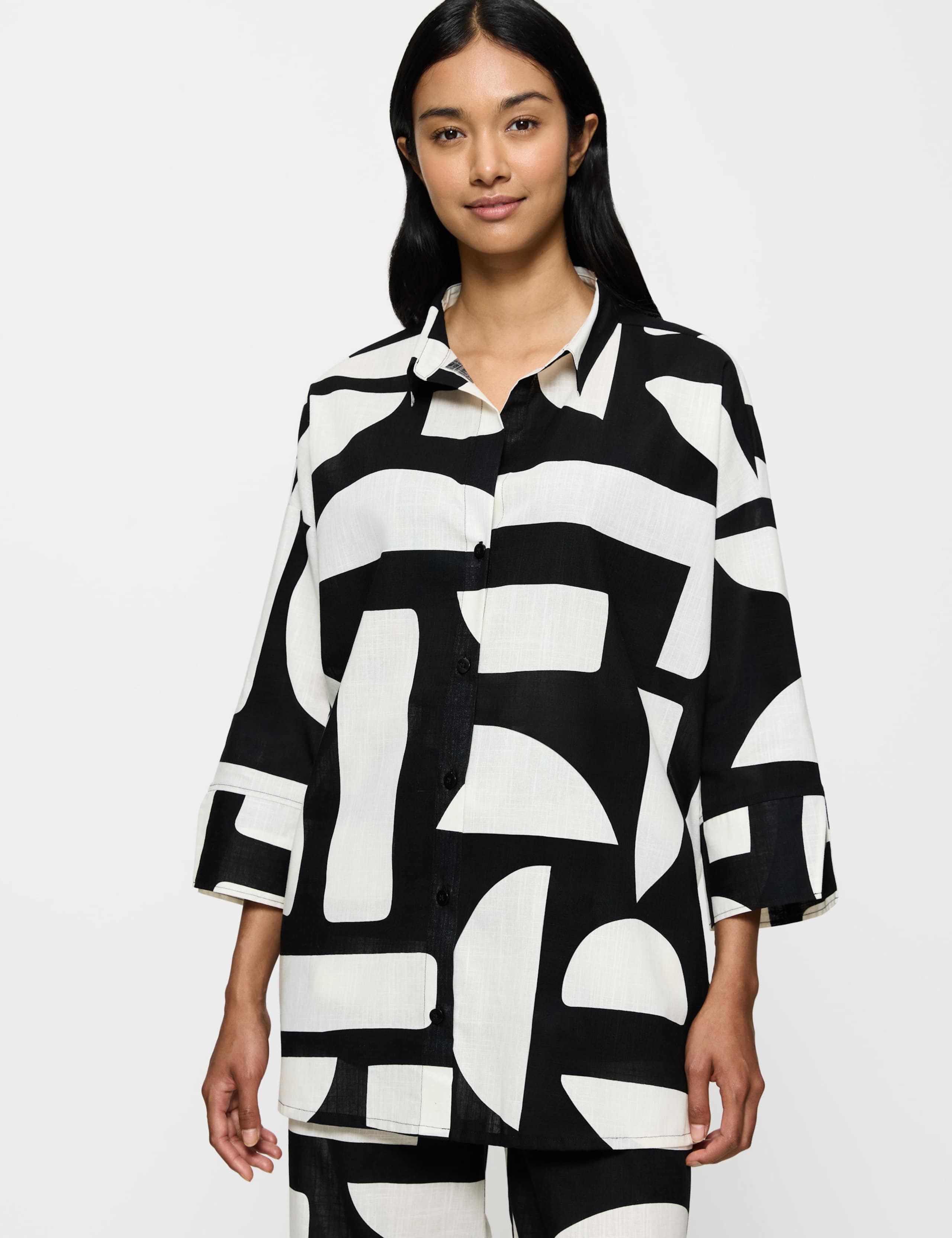 Pure Cotton Geometric Beach Cover Up Shirt