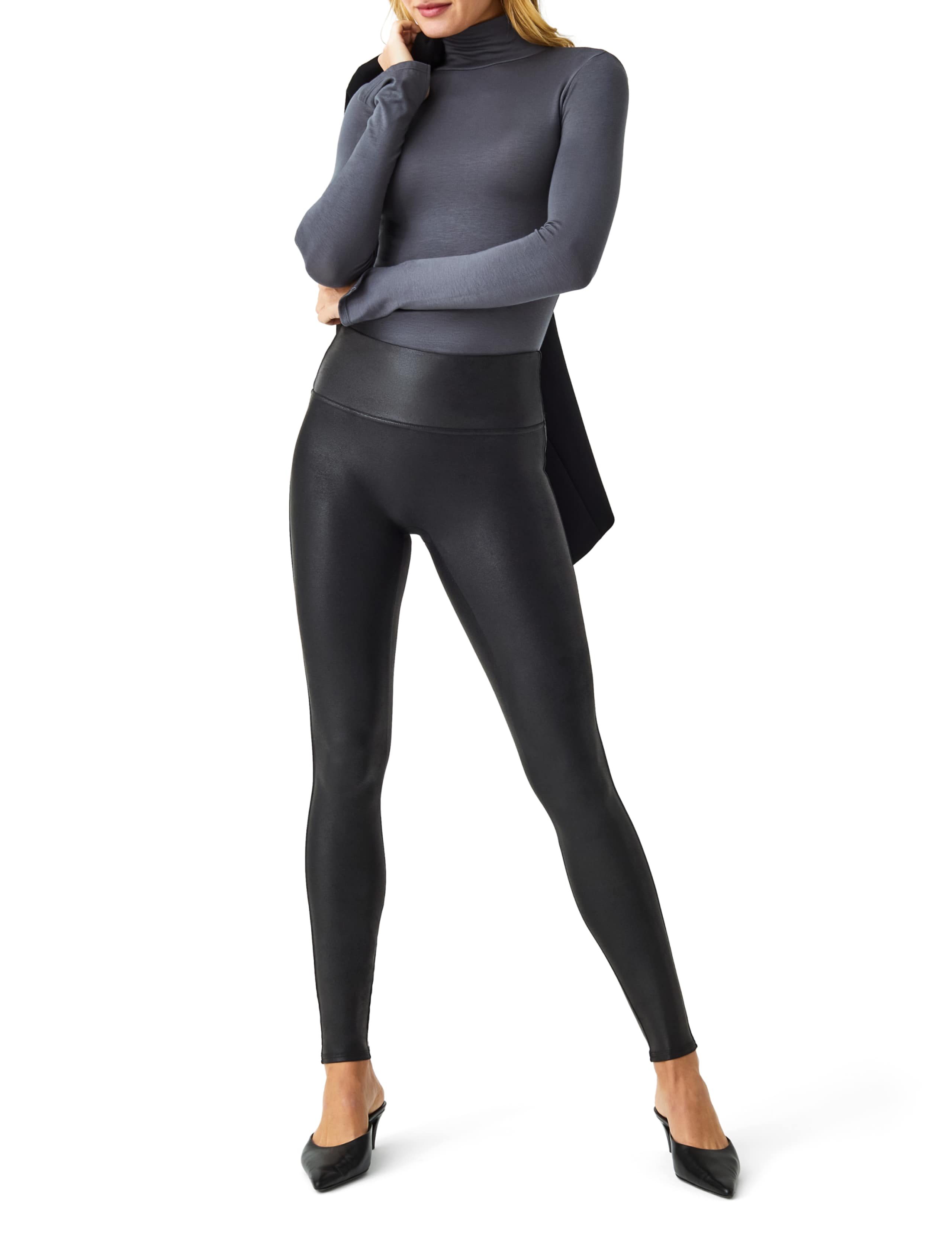 Shaping Faux Leather Leggings