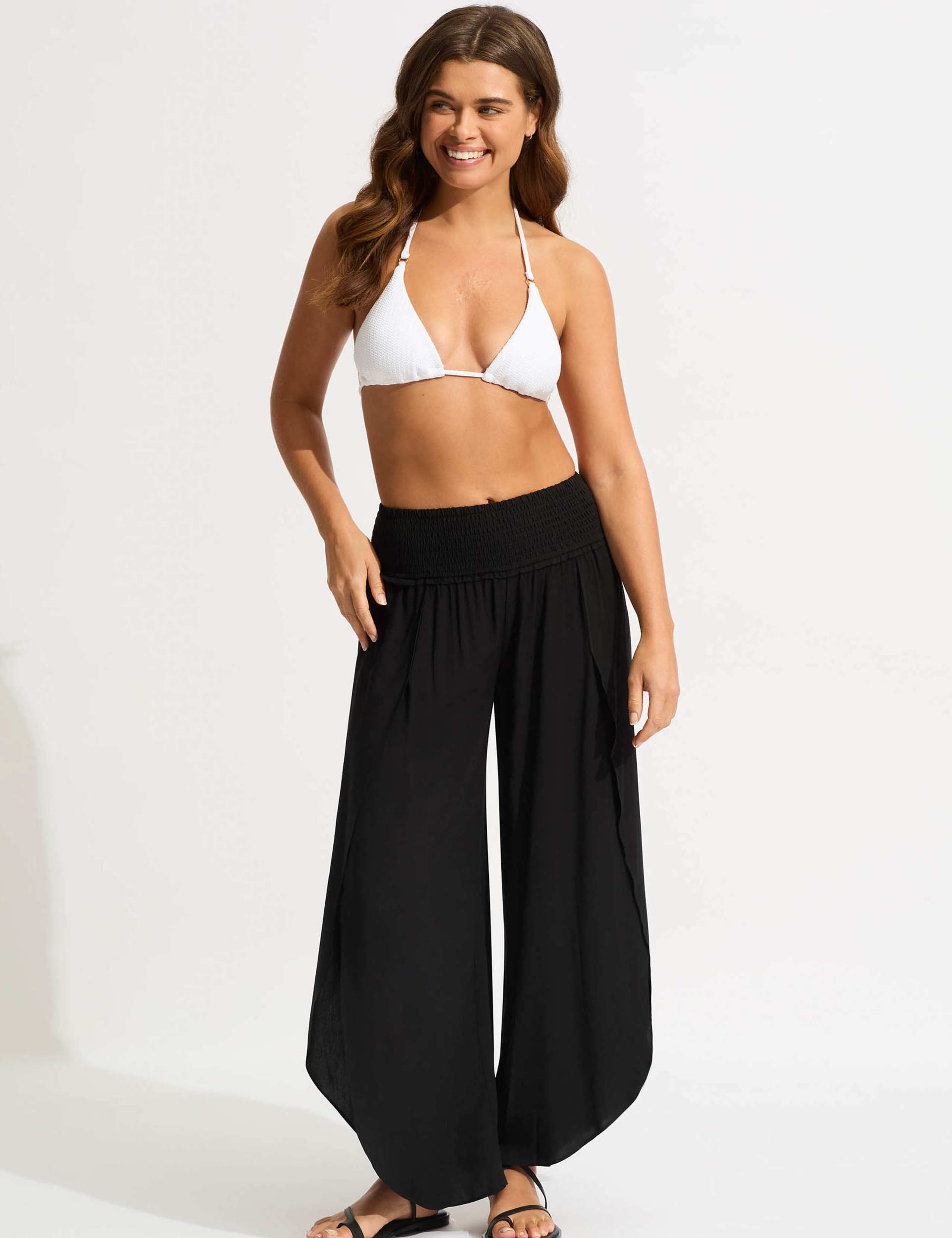 Elasticated Waist Wide Leg Trousers