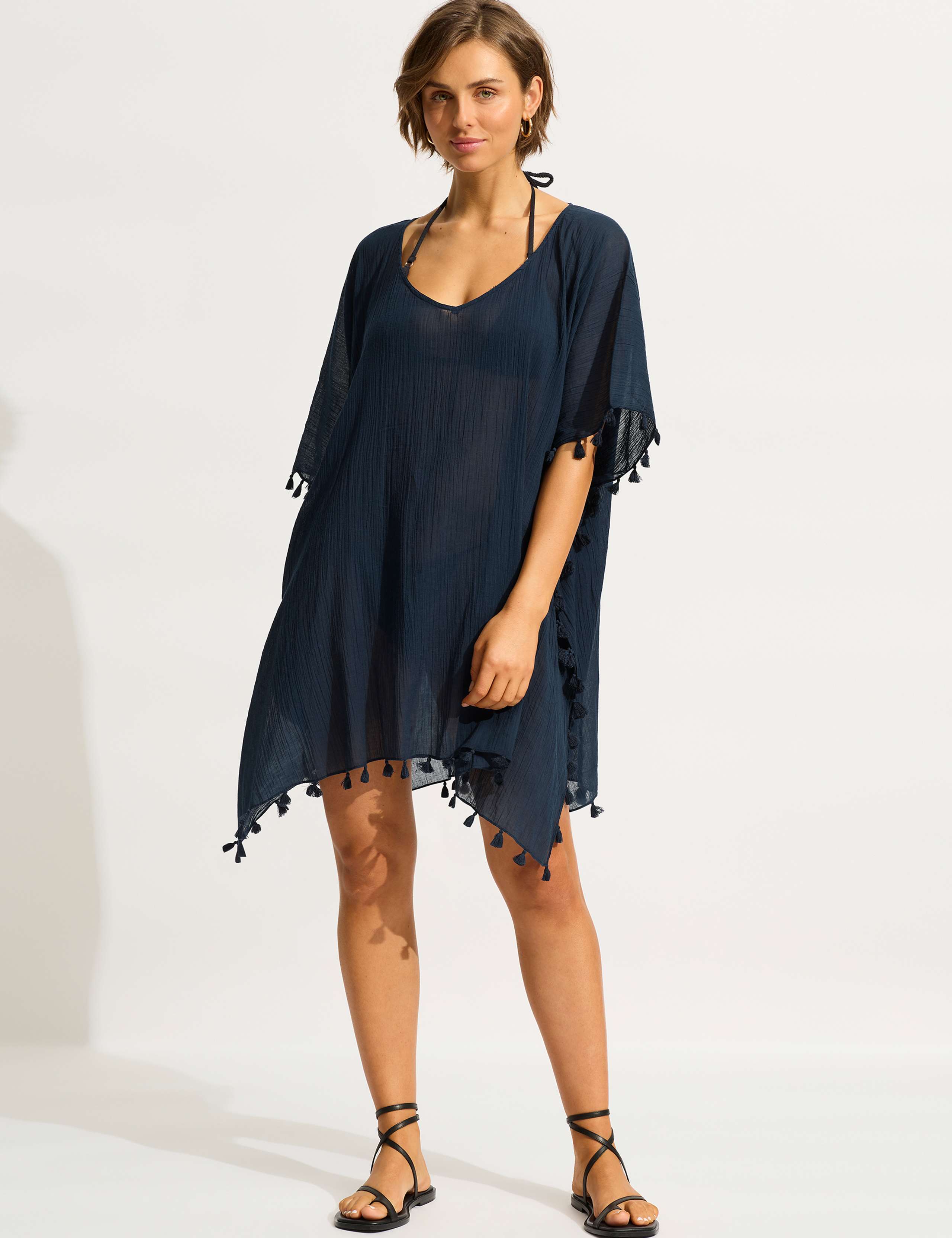 Amnesia Pure Cotton Tassel Beach Cover Up Kaftan