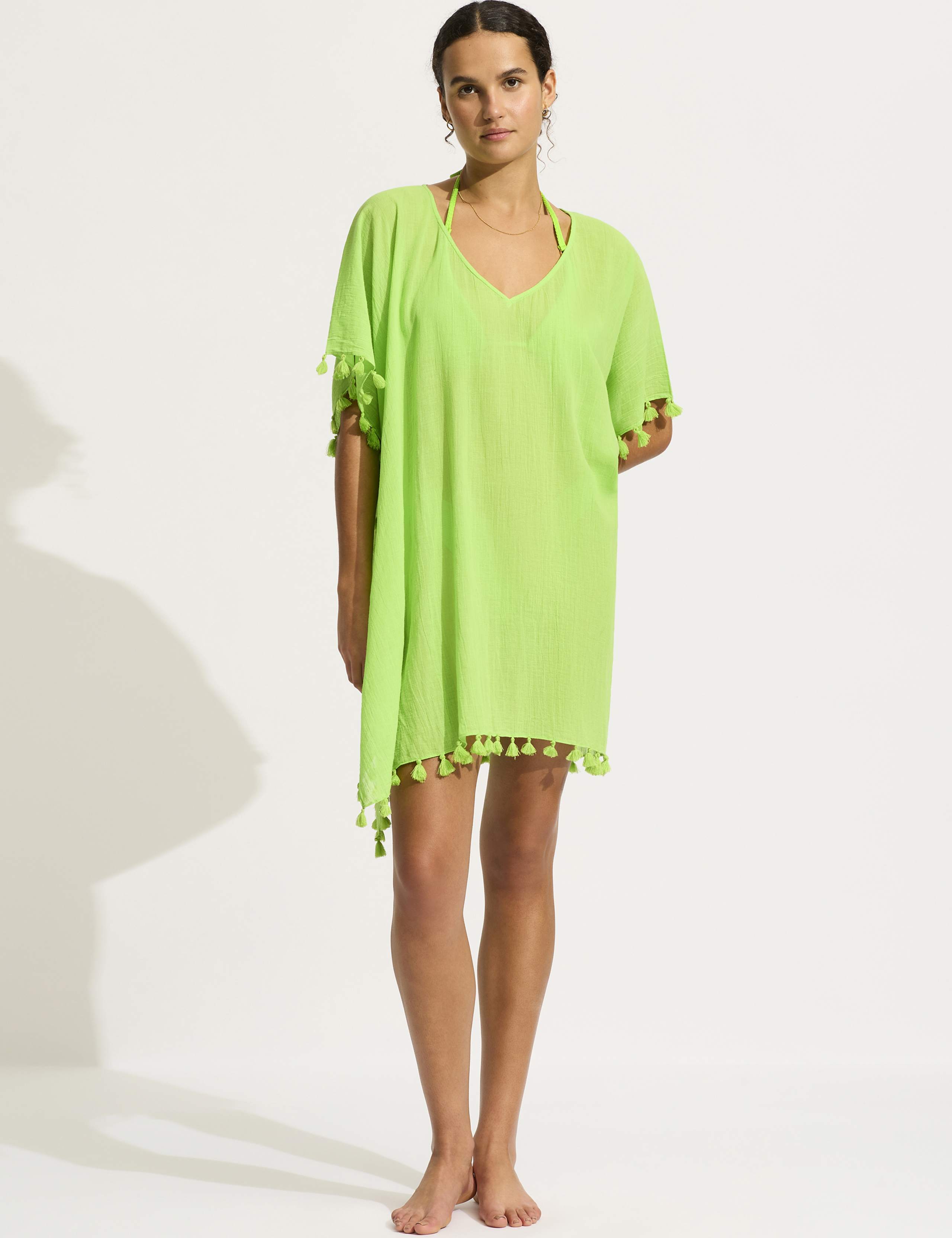Amnesia Pure Cotton Tassel Beach Cover Up Kaftan