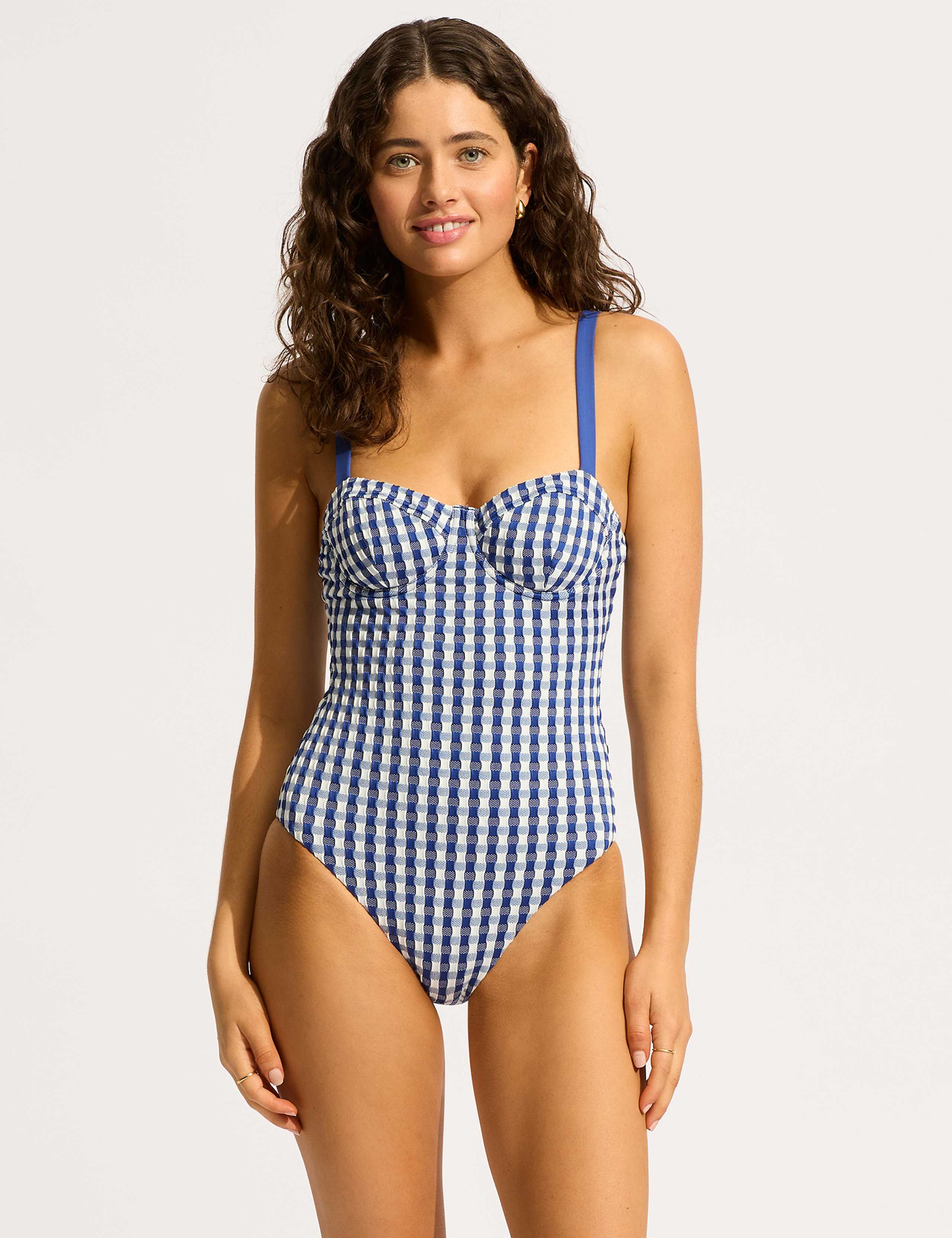 Bella Gingham Wired High Leg Swimsuit