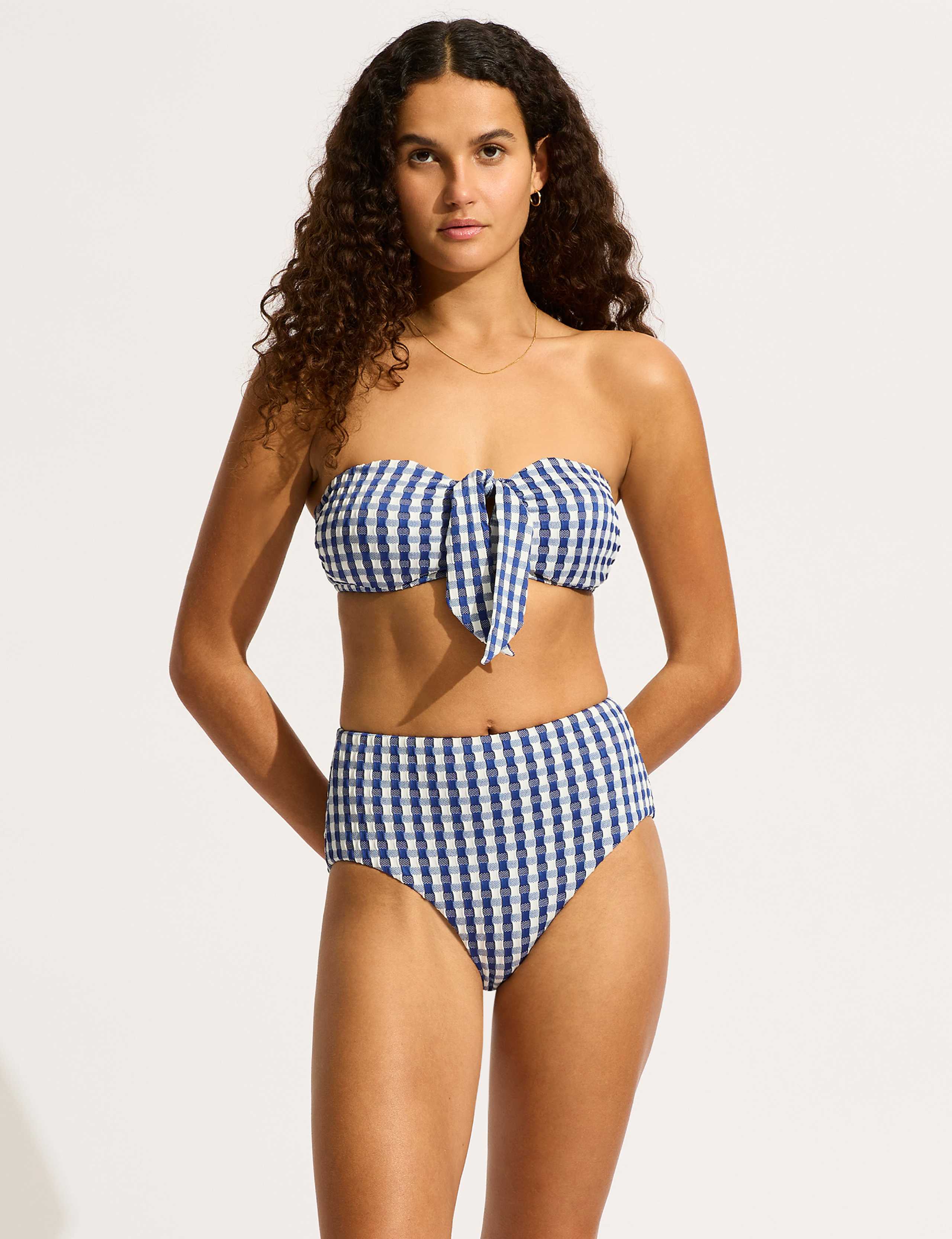 Gingham High Waisted Bikini Bottoms