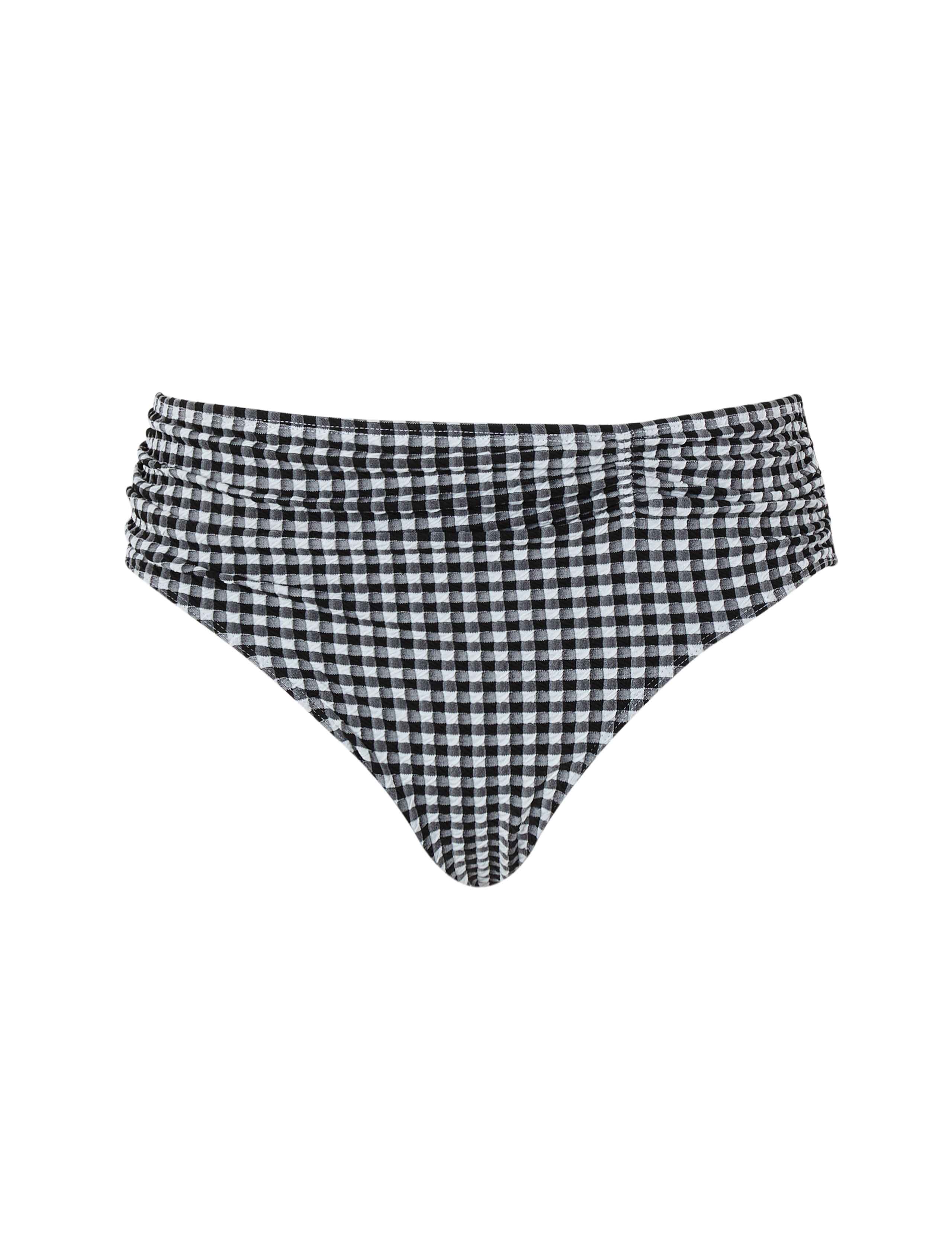 Gingham Textured Ruched Bikini Bottoms
