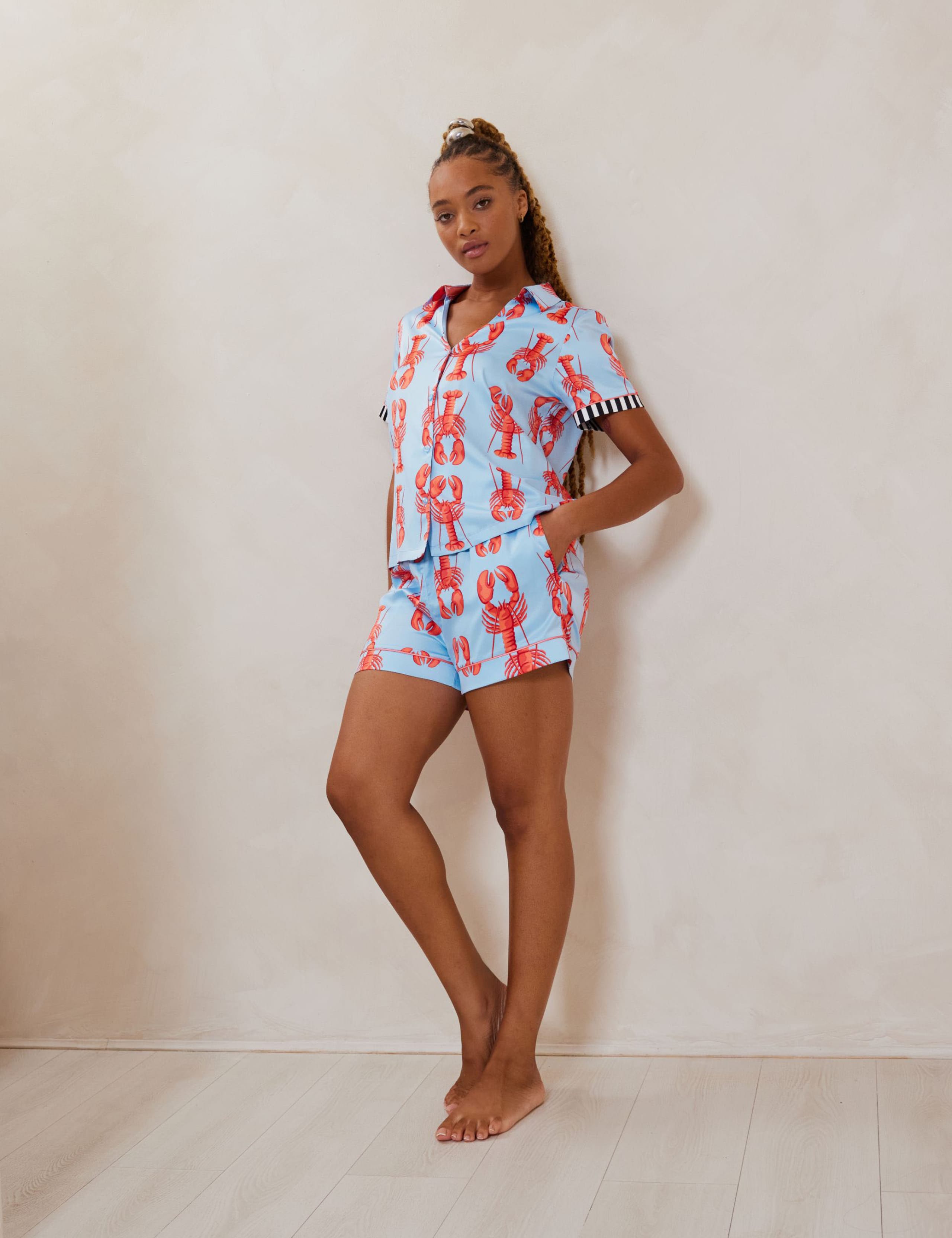 Satin Lobster Print Shortie Set