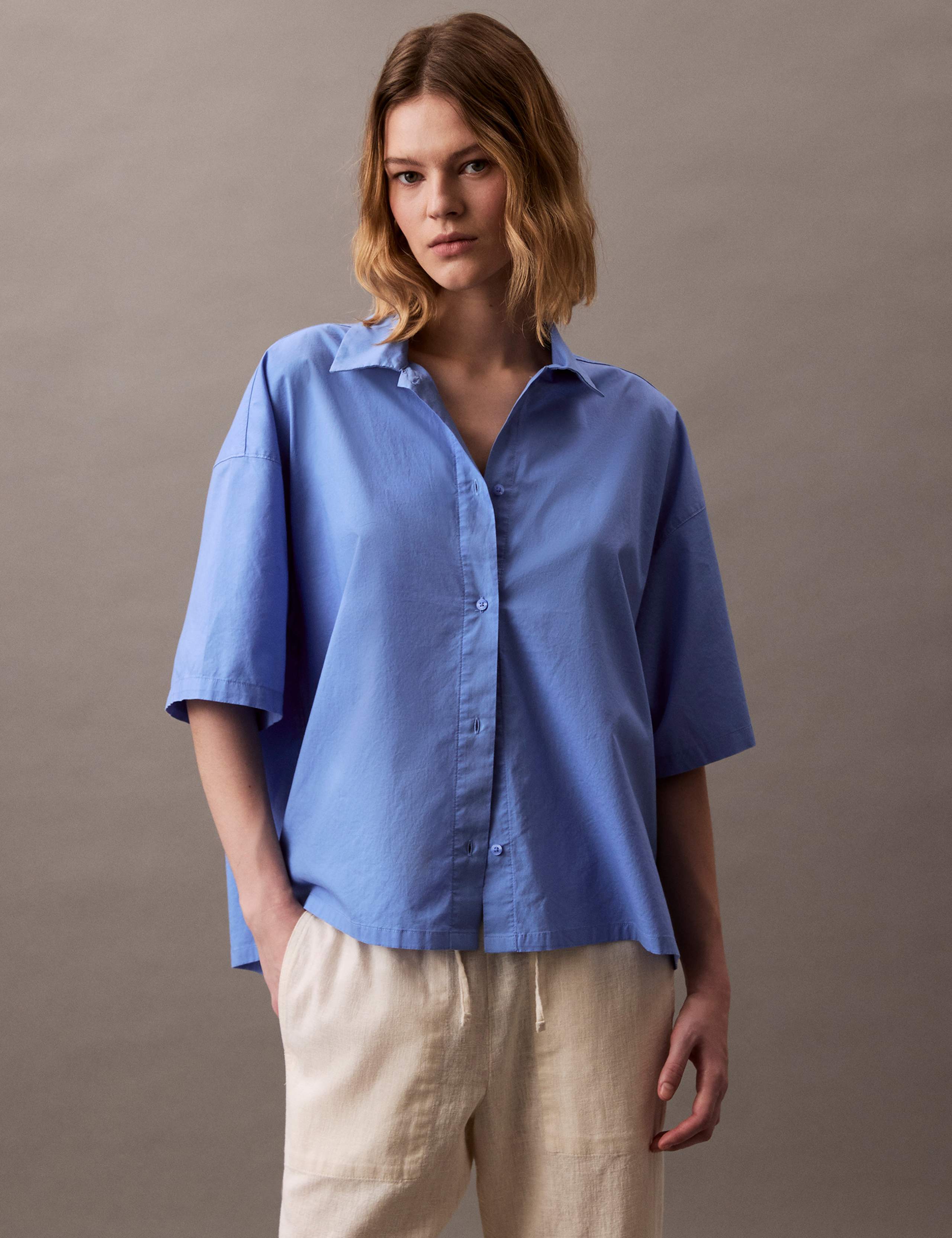 Pure Cotton Poplin Lounge Shirt