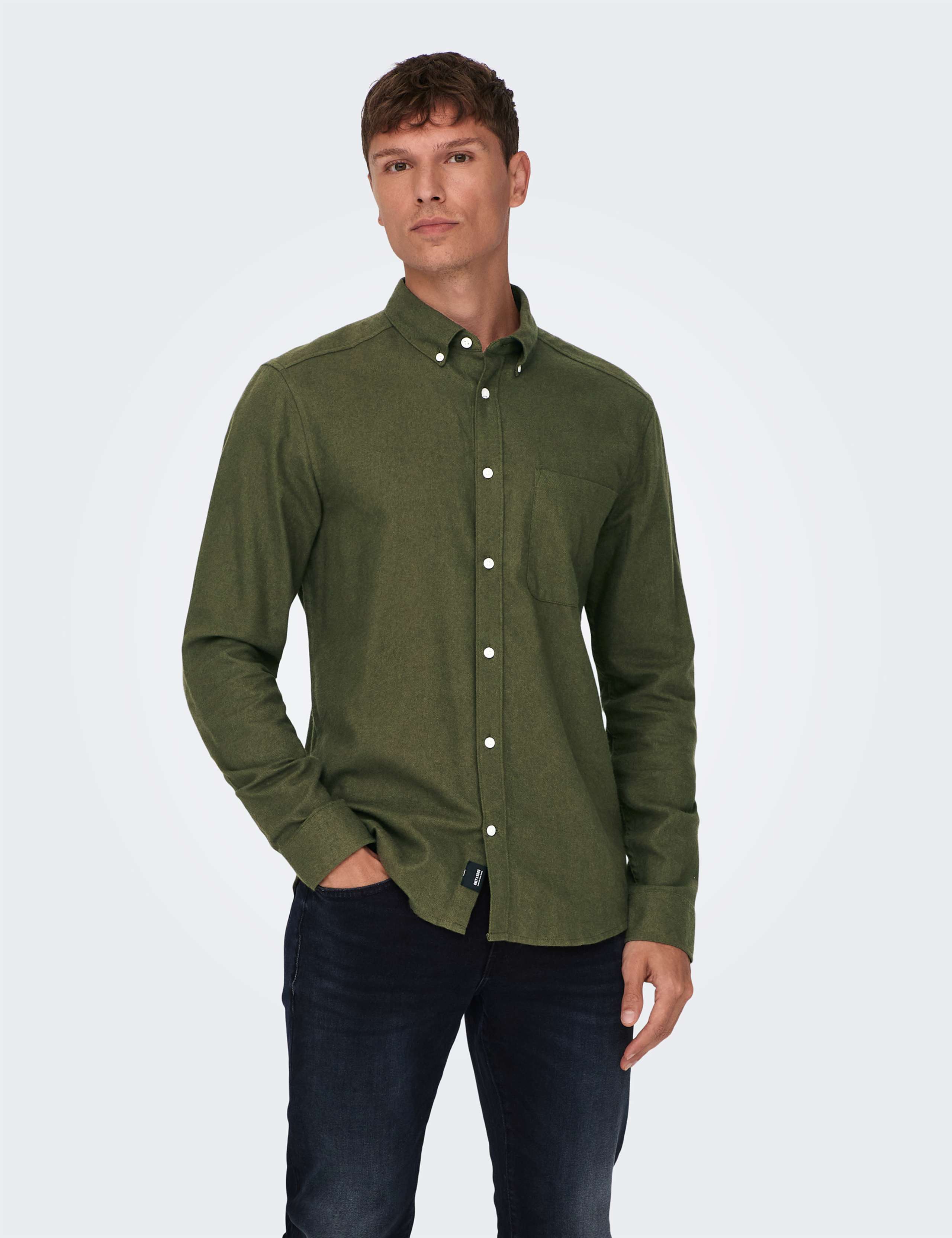 Slim Fit Pure Cotton Flannel Shirt
