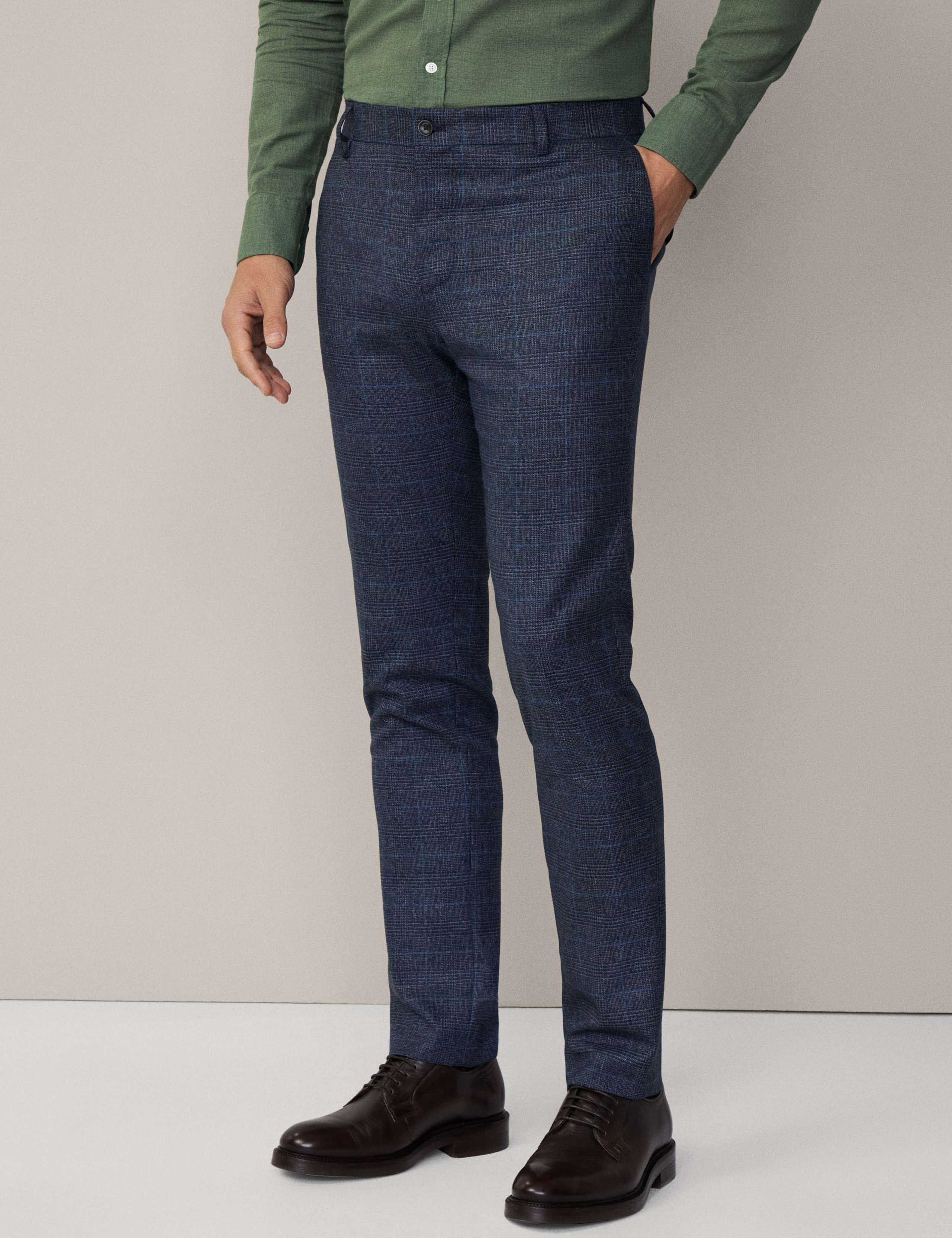Slim Fit Pure Cotton Checked Trousers