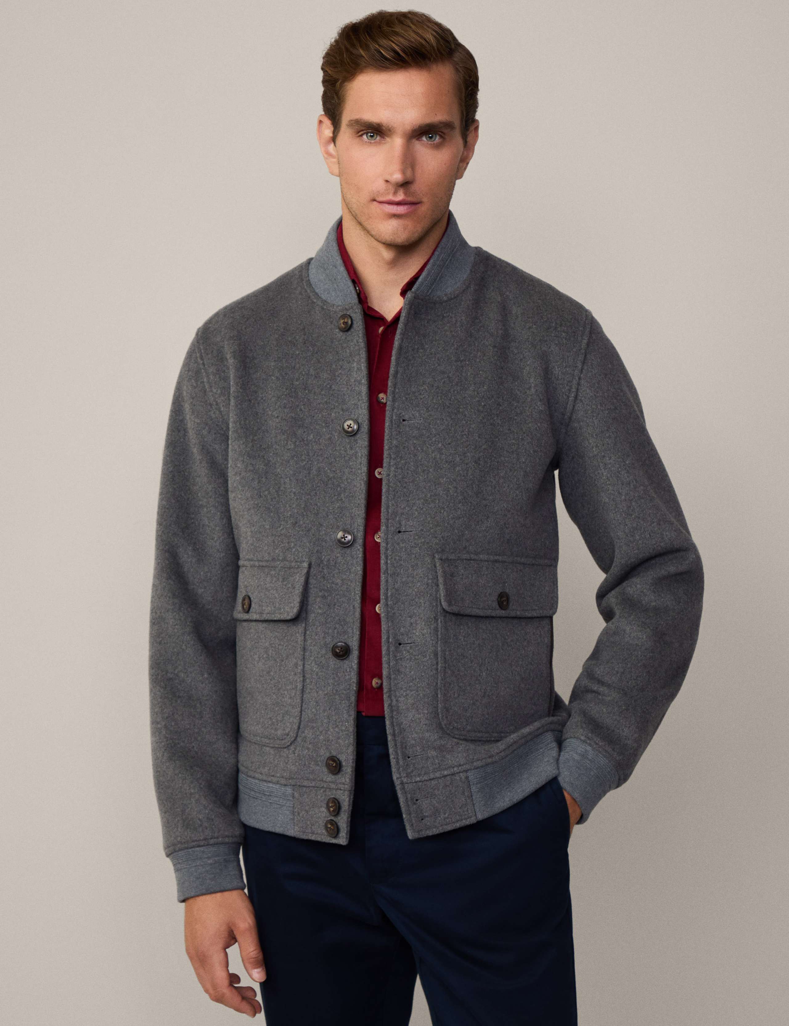 Wool Blend Bomber Jacket