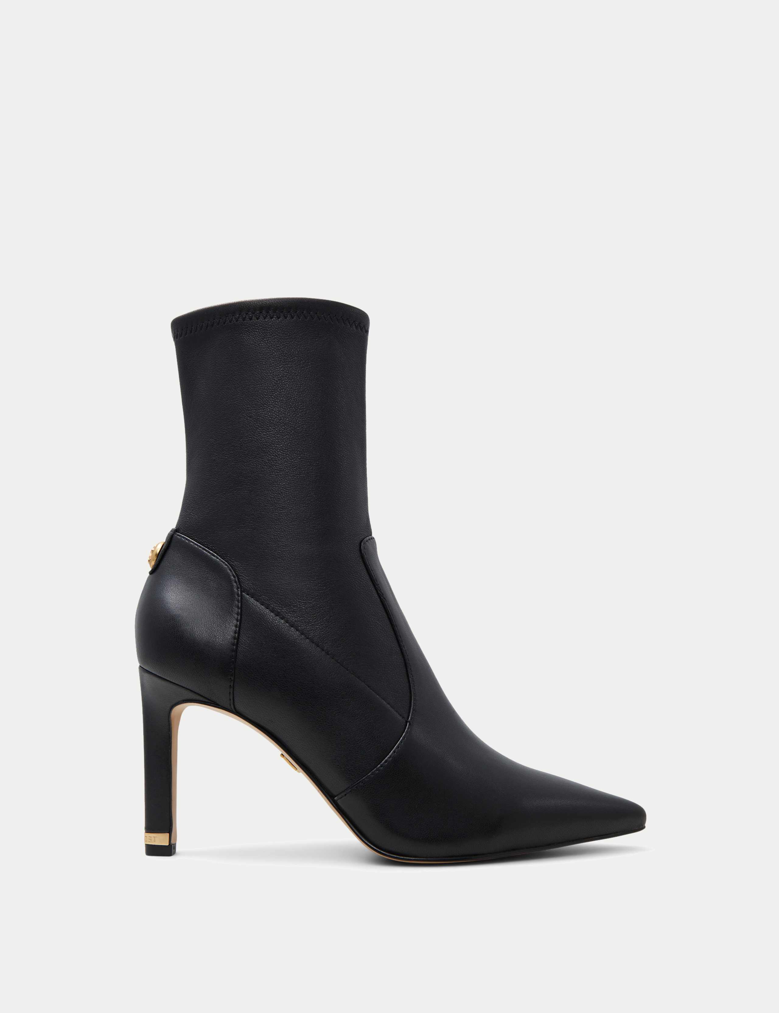 Leather Stiletto Heel Pointed Ankle Boots