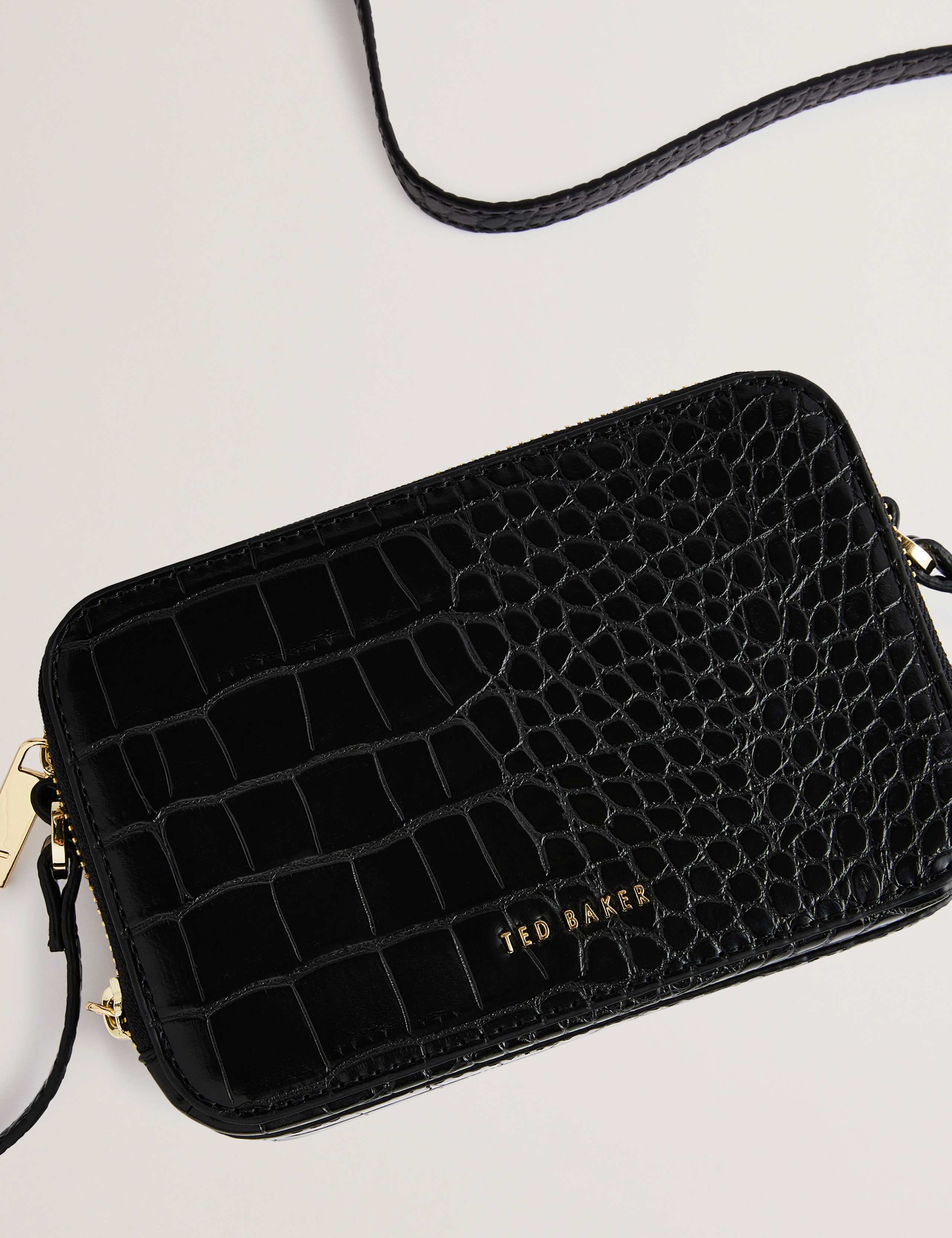 Leather Croc Effect Mini Camera Bag