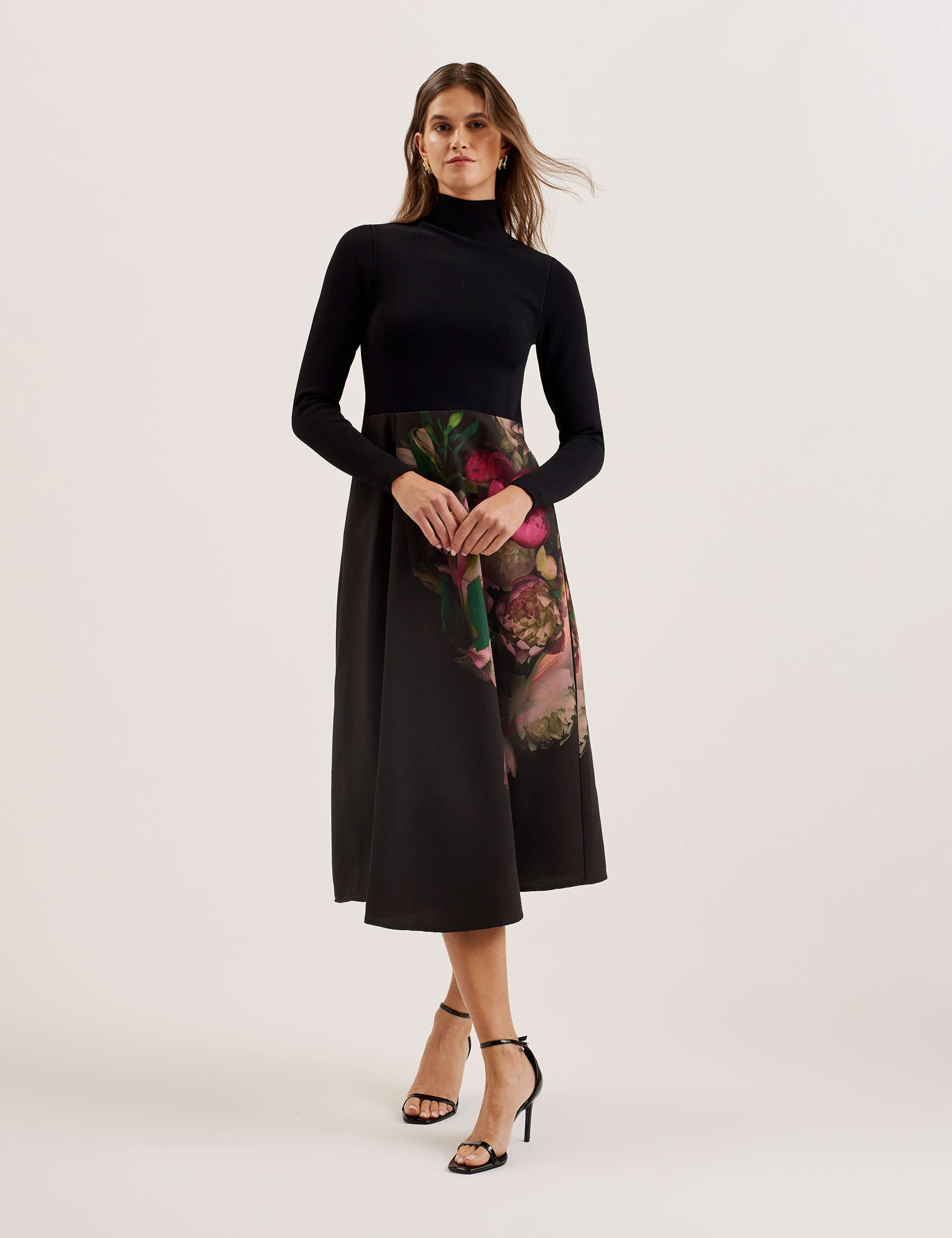 Waisted Dress with Wrap Skirt