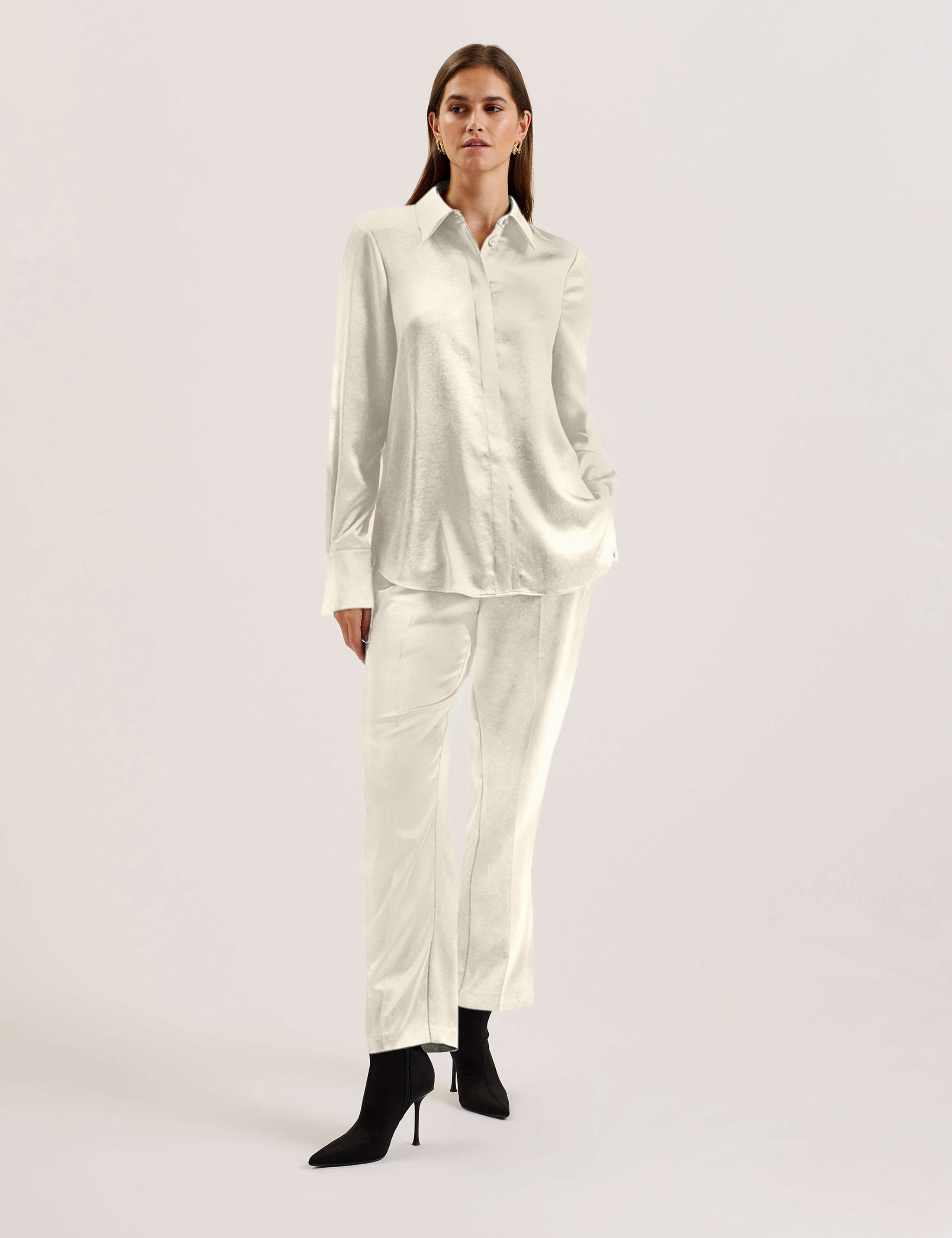 Satin Collared Longline Shirt