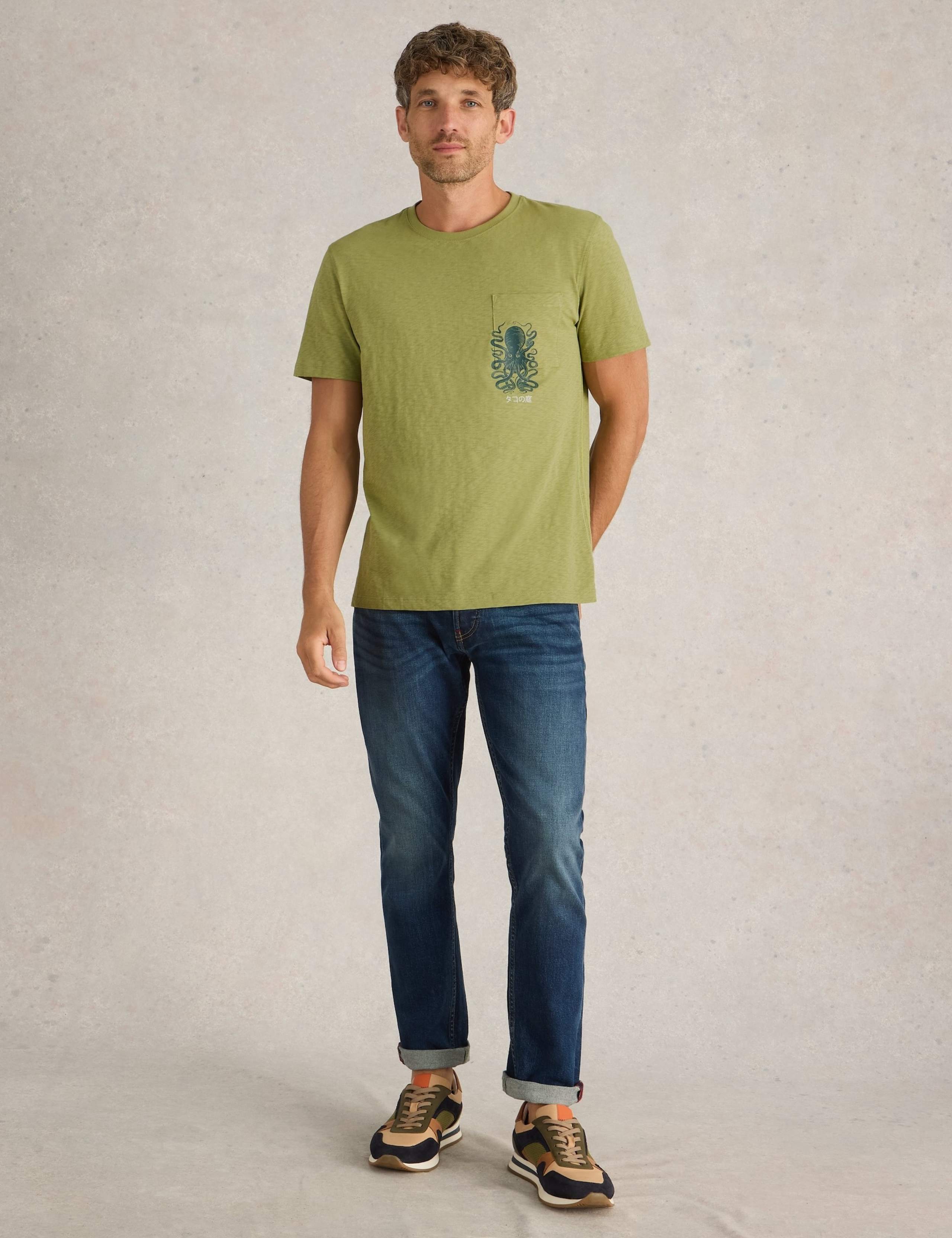 Pure Cotton Octopus Graphic Crew Neck T-Shirt