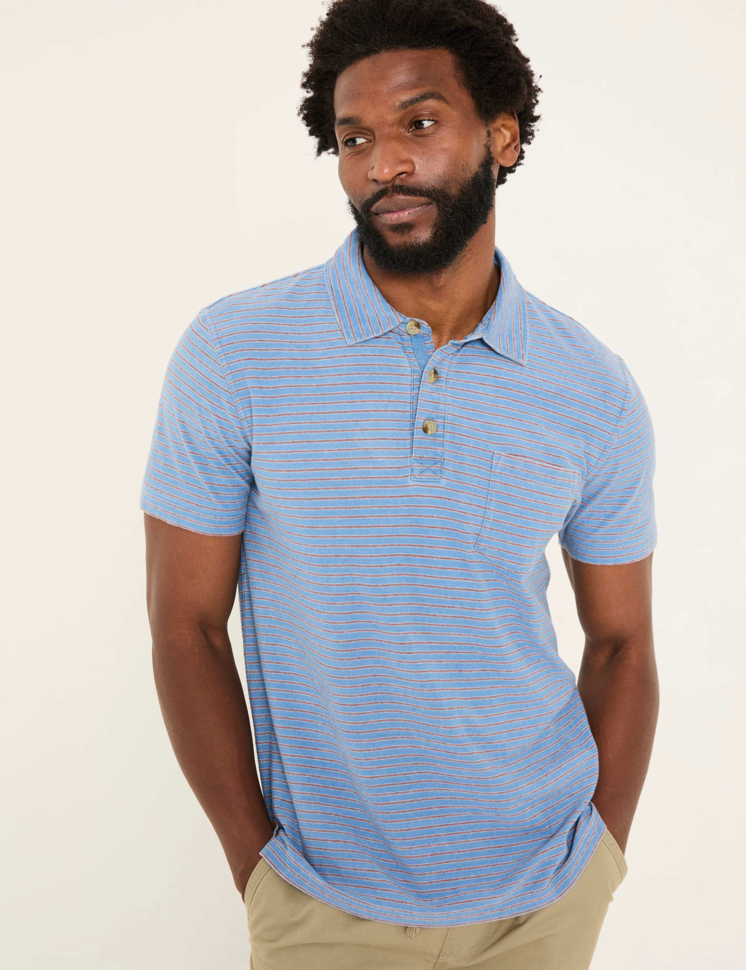 Pure Cotton Striped Polo Shirt