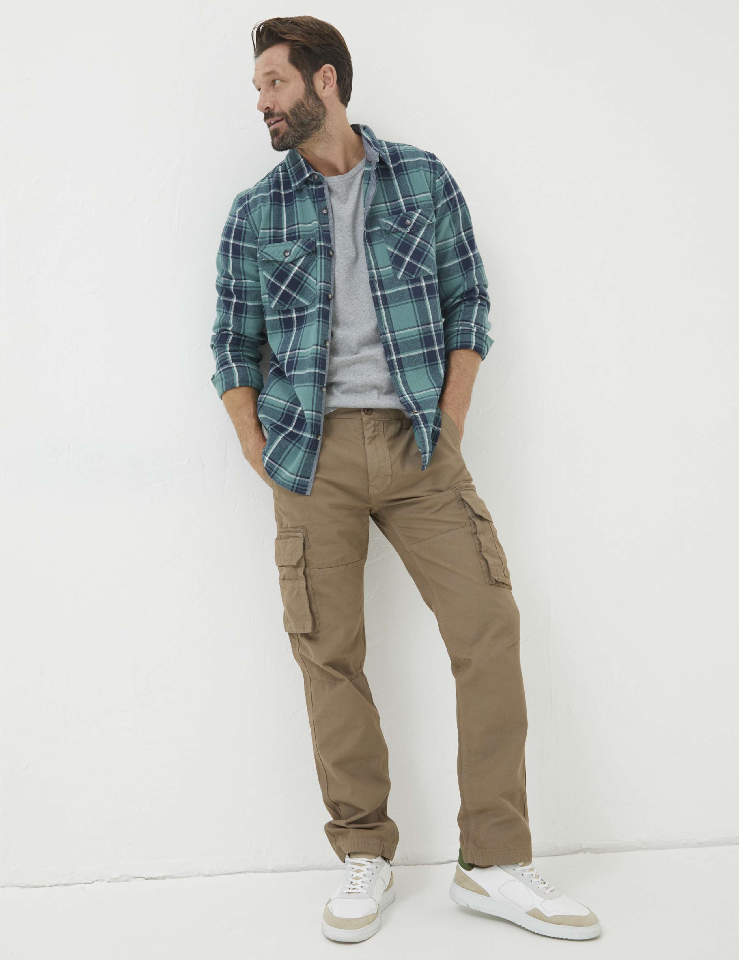 Straight Fit Pure Cotton Cargo Trousers