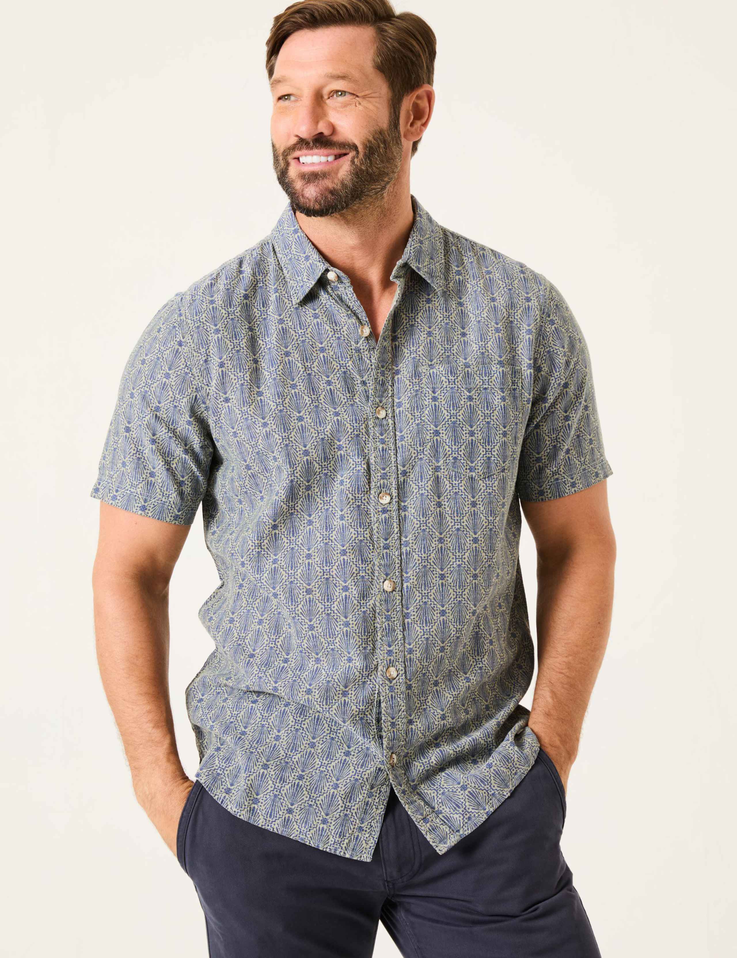 Linen Rich Geometric Shirt
