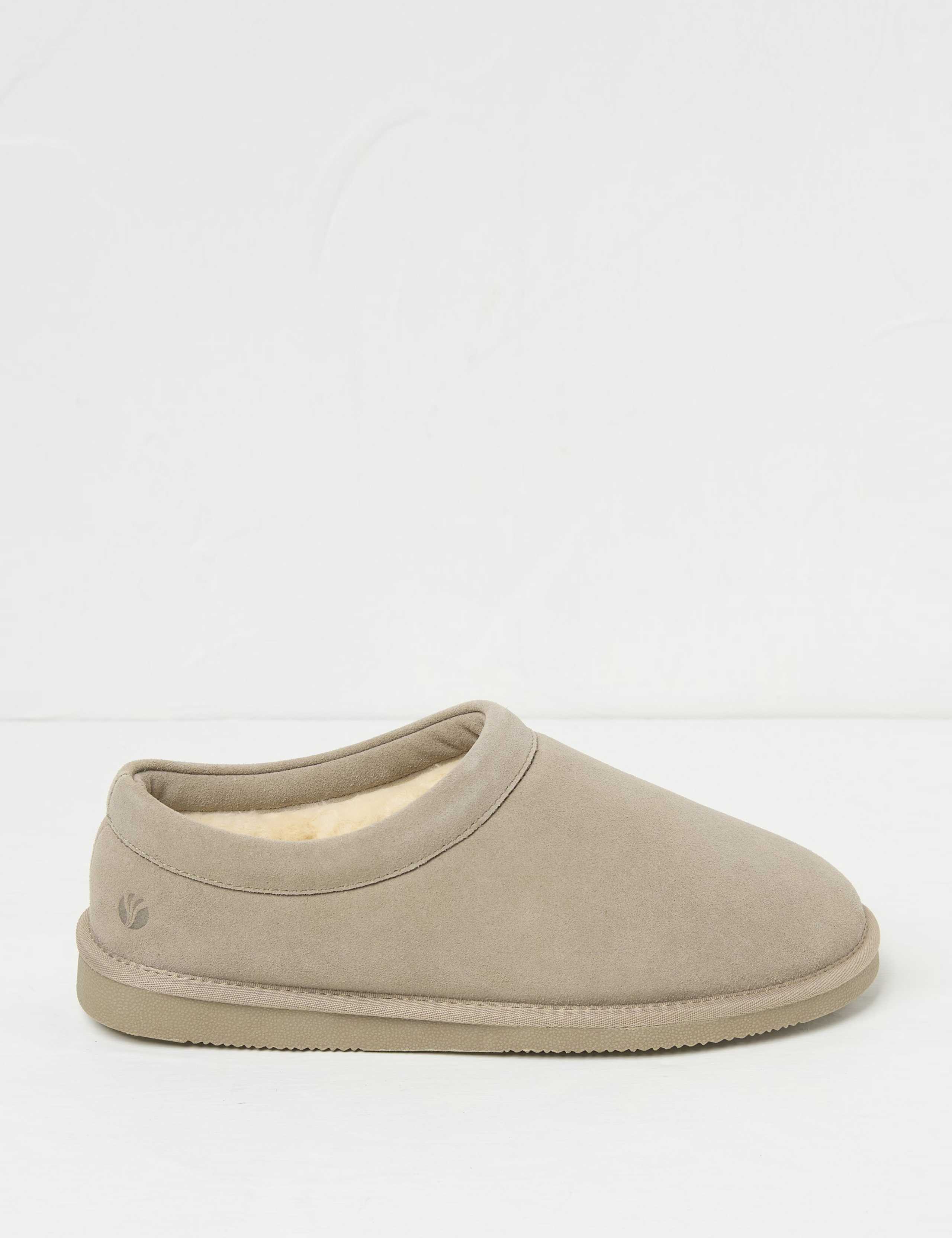 Suede Fleece Lined Mule Slippers
