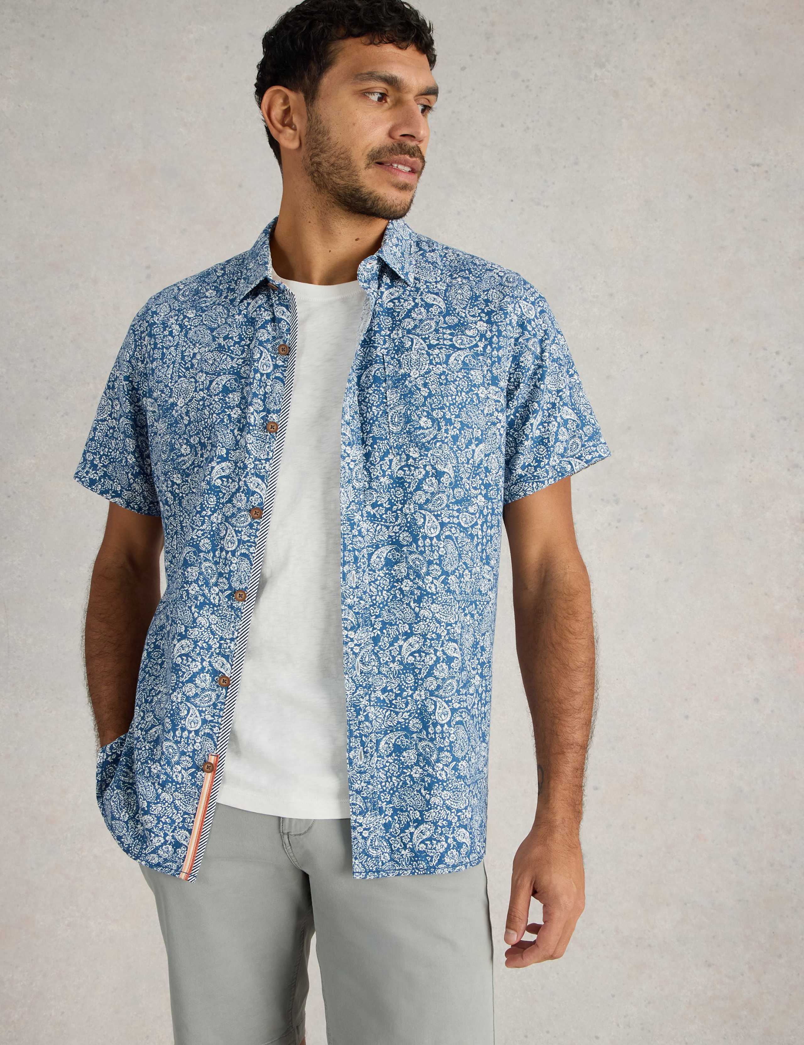 Regular Fit Linen Rich Paisley Print Shirt