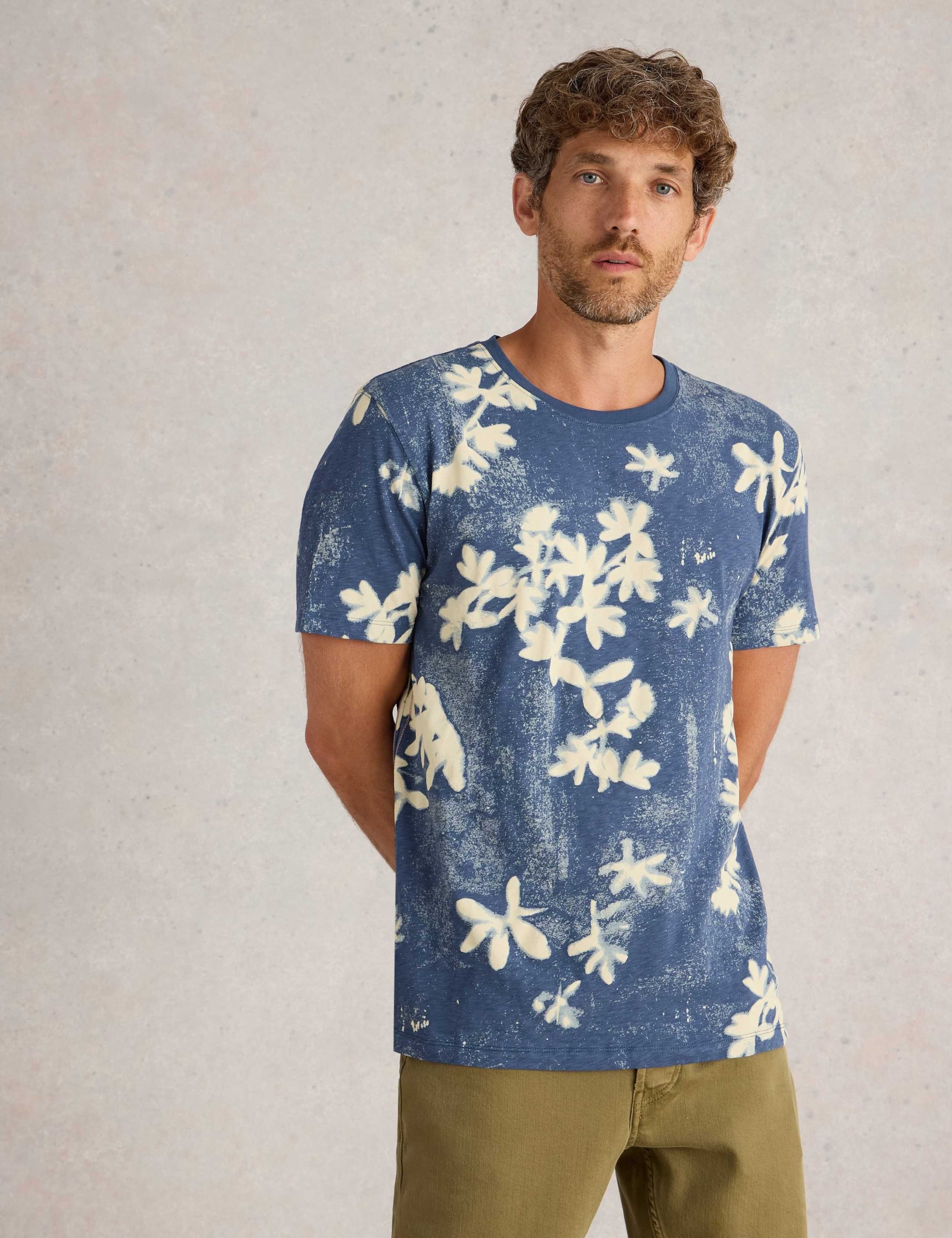 Pure Cotton Floral Print Crew Neck T-Shirt