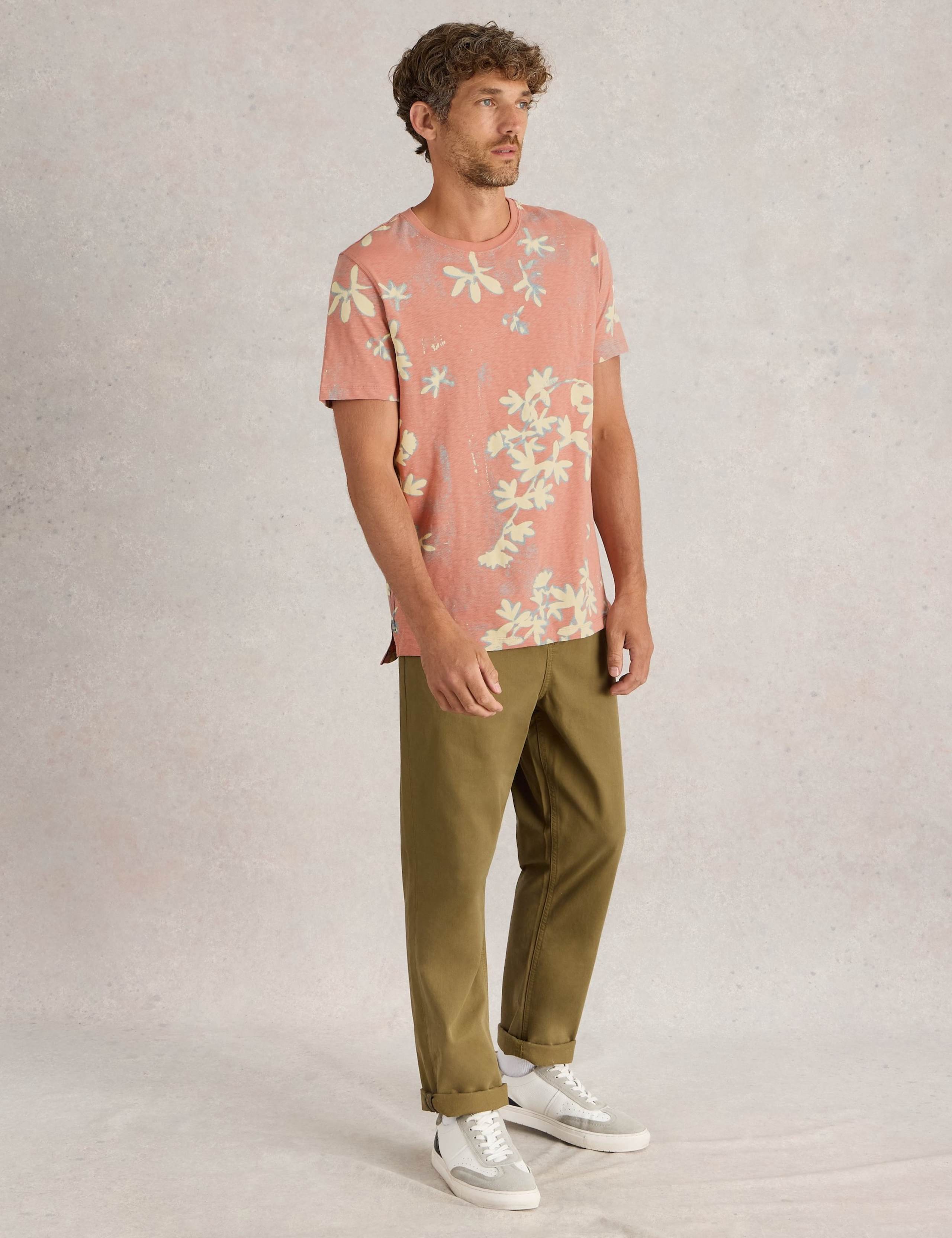 Pure Cotton Floral Print Crew Neck T-Shirt