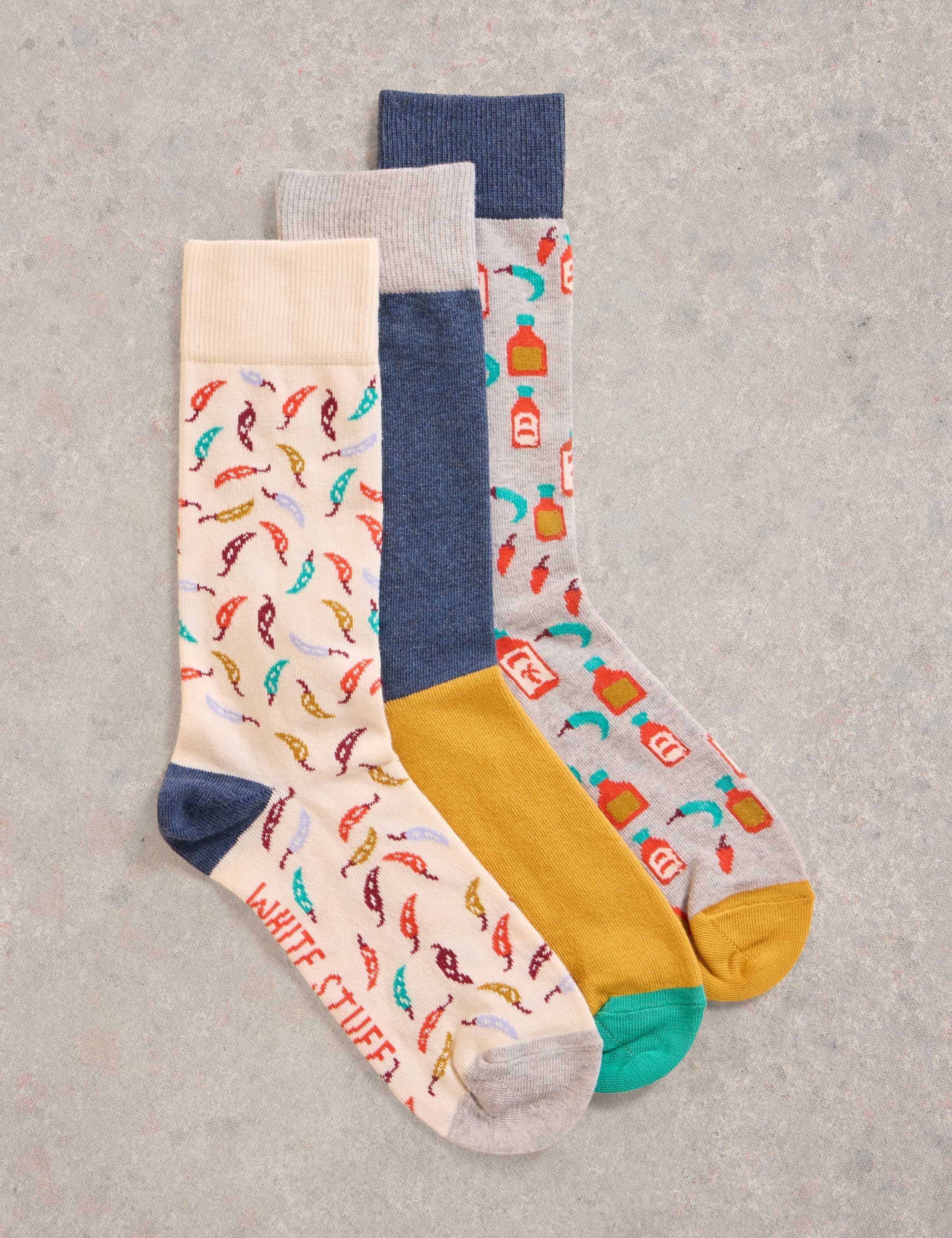 3pk Patterned Cotton Rich Ankle Socks