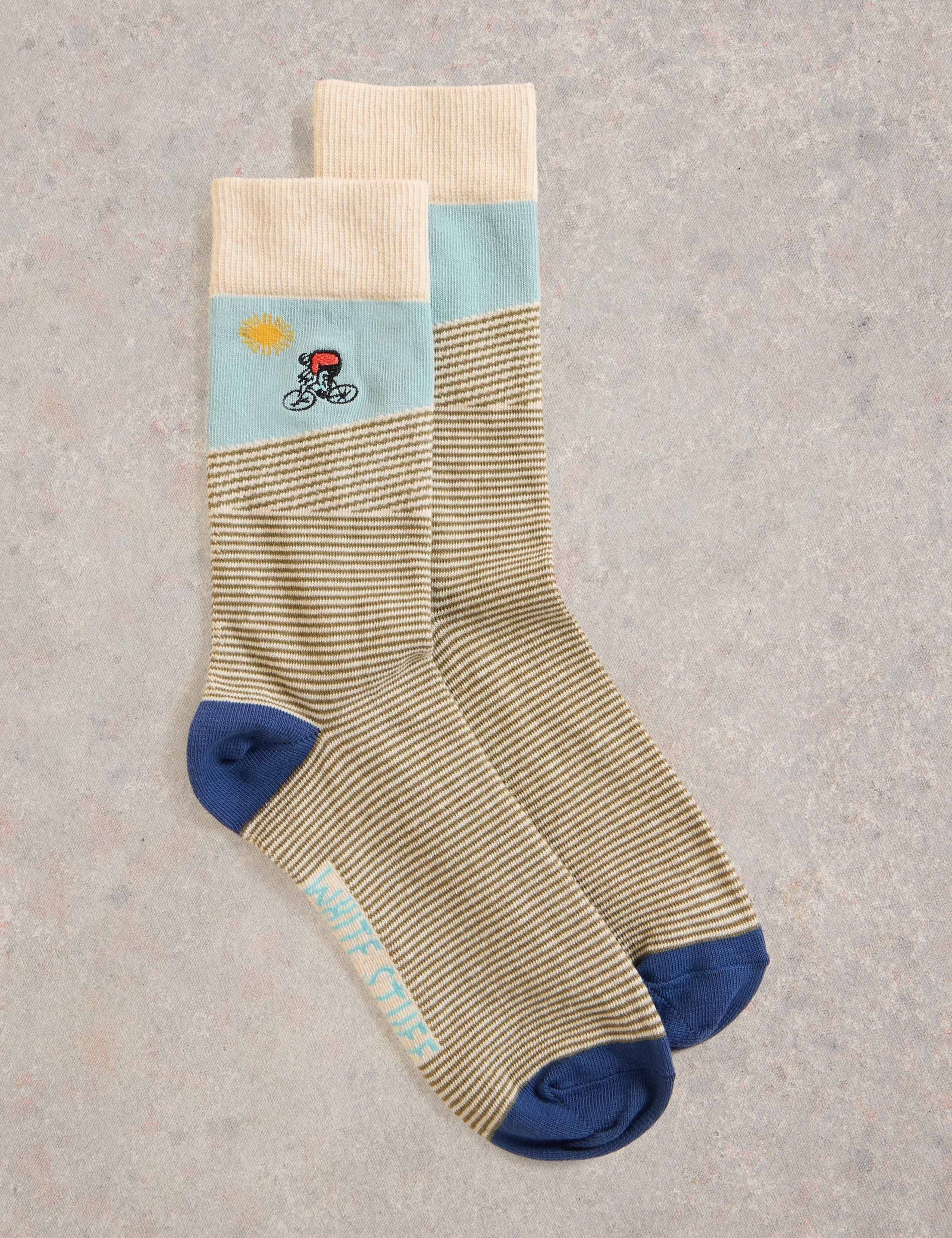 Embroidered Cyclist Cotton Rich Socks
