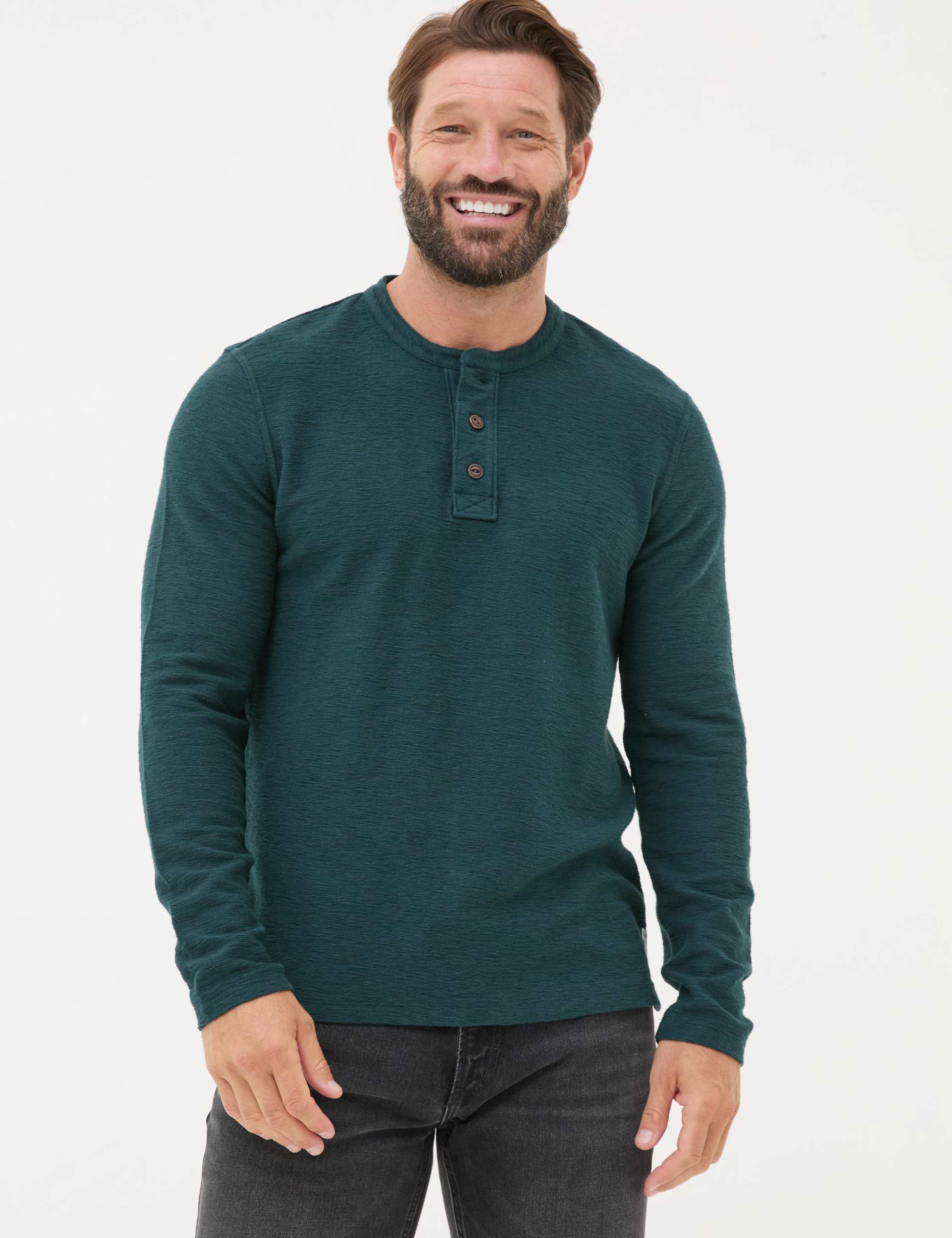 Pure Cotton Henley Top