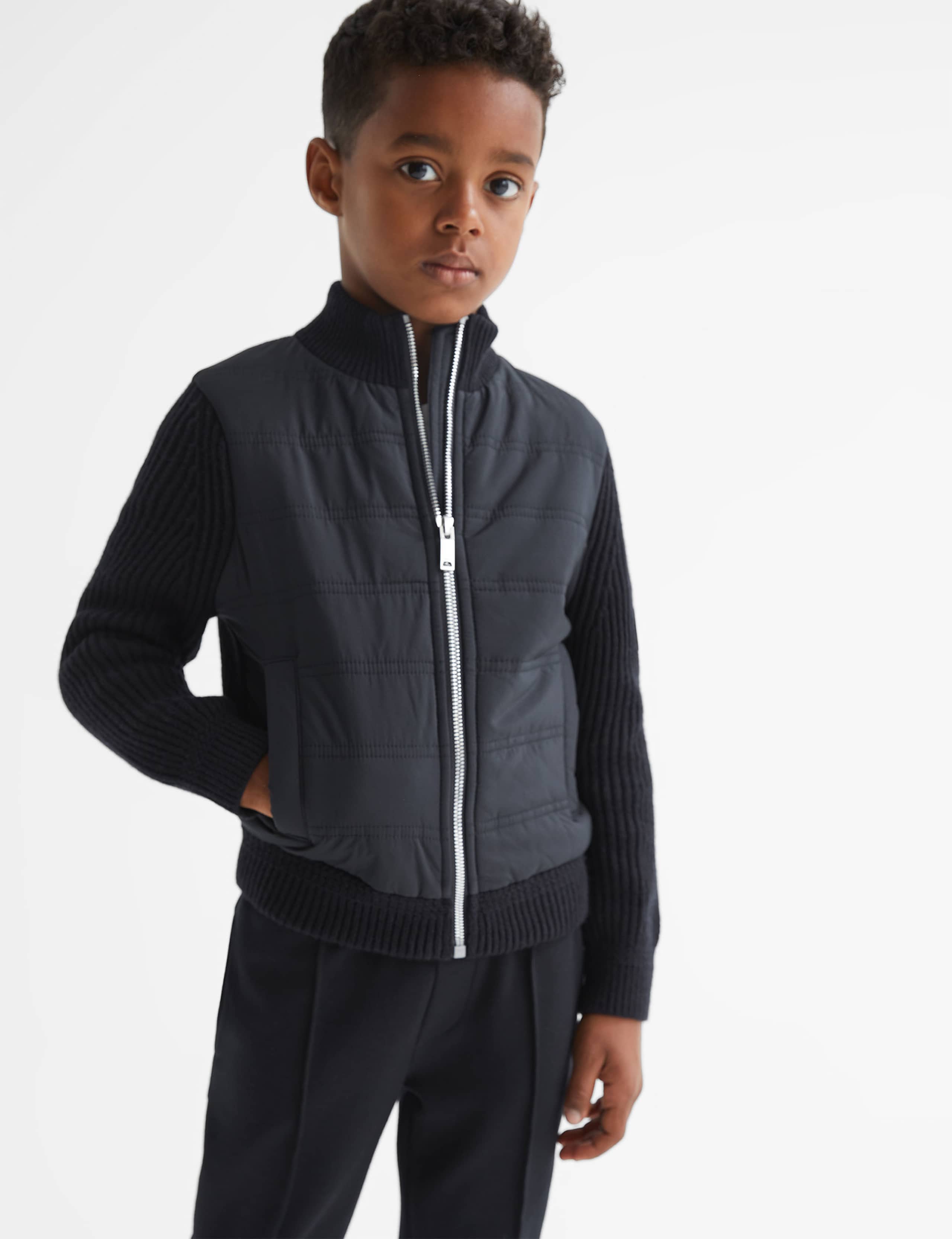 Cotton Rich Knitted Quilted Jacket (3-14 Yrs)