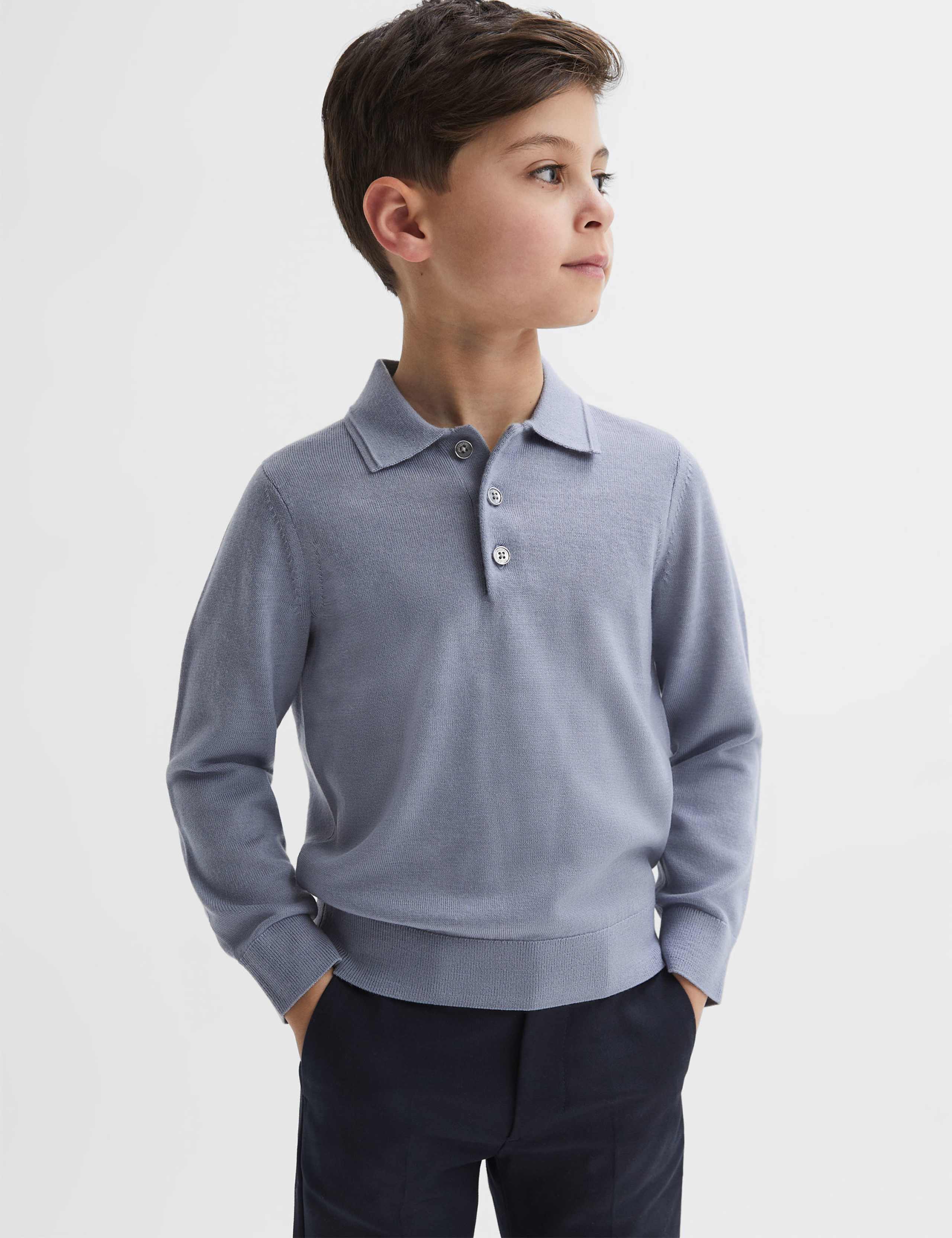 Pure Merino Wool Knitted Polo Shirt (3-14 Yrs)