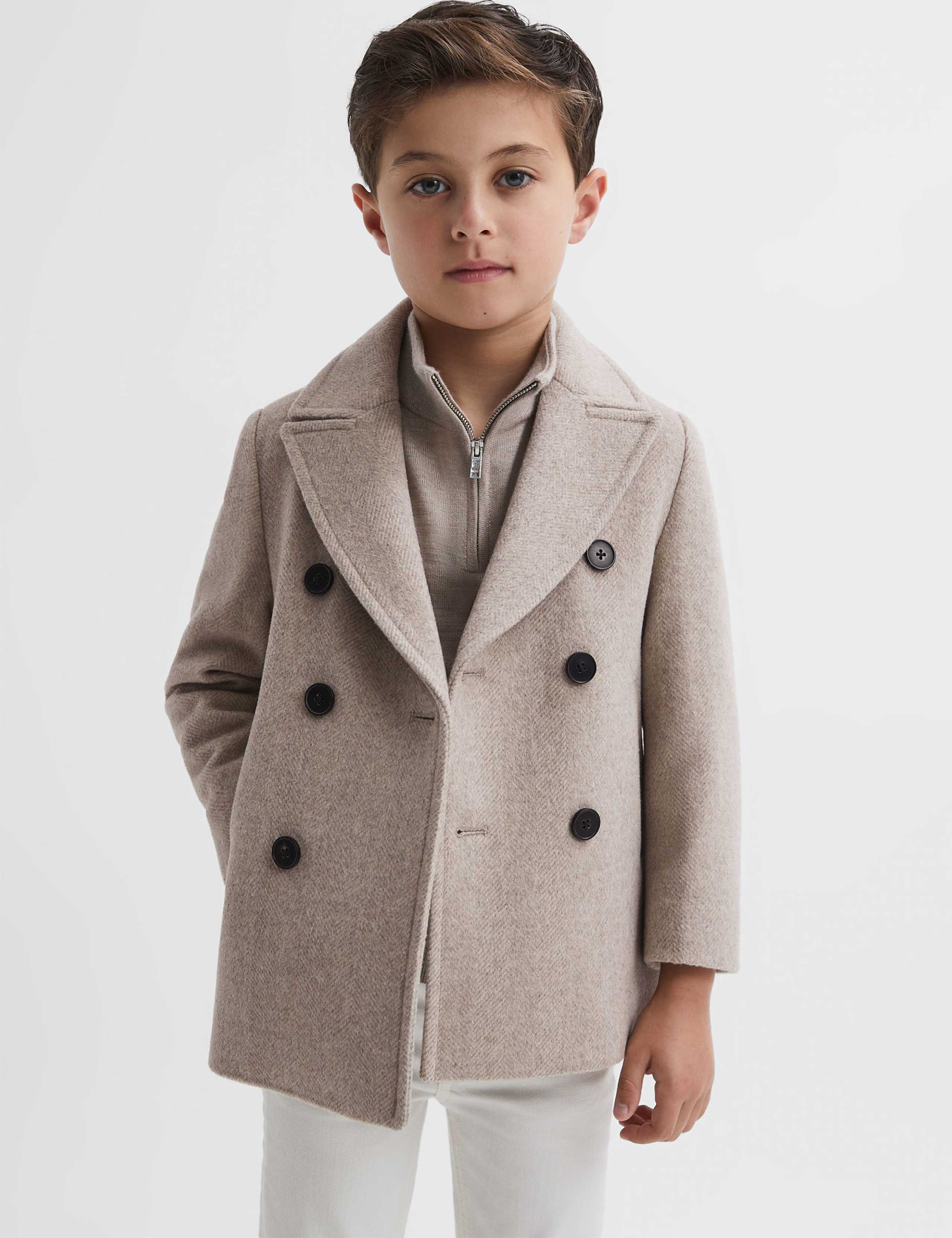 Wool Blend Double Breasted Jacket (4-14 Yrs)