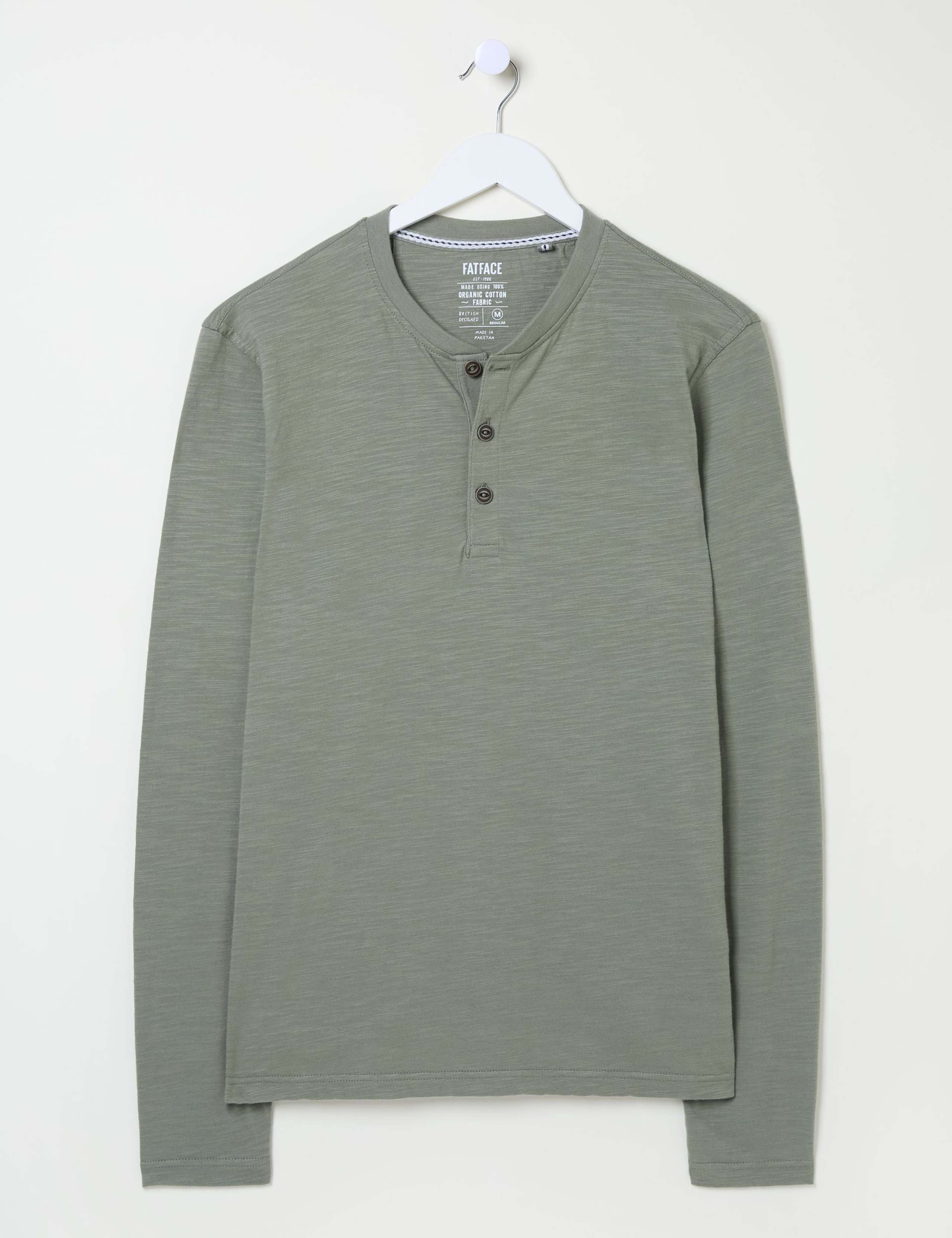 Pure Cotton Henley Long Sleeve T-Shirt