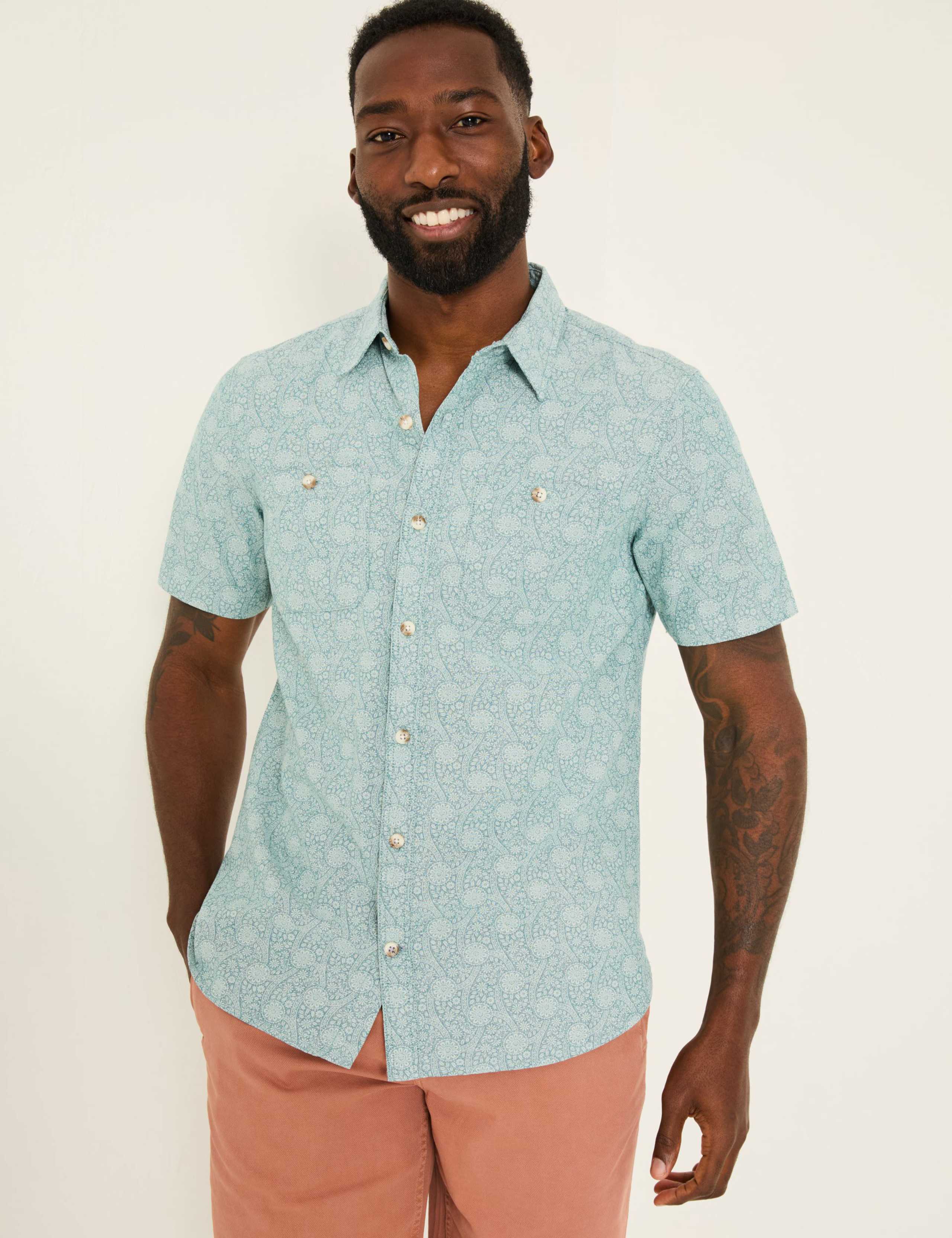 Pure Cotton Geometric Print Shirt