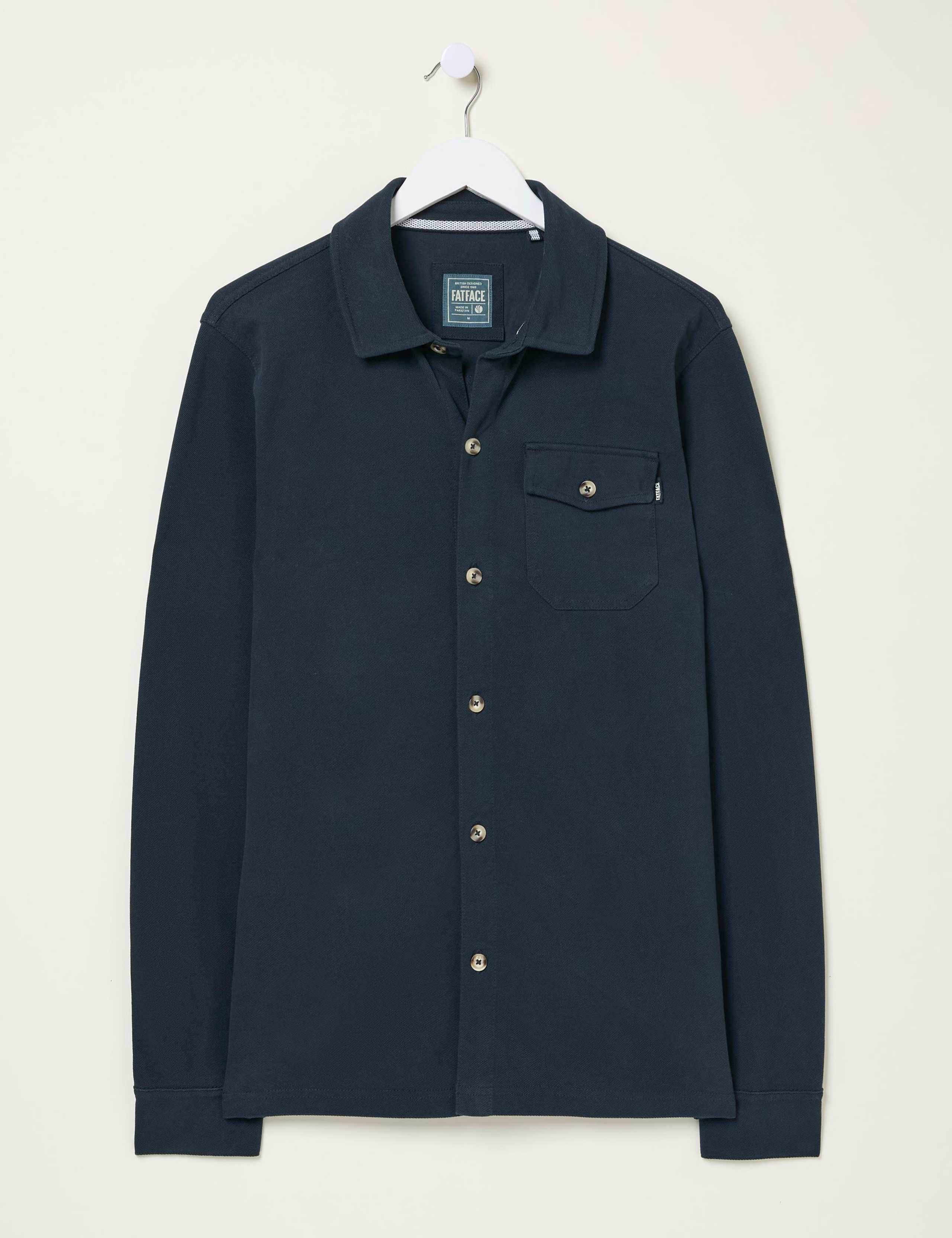 Pure Cotton Pique Long Sleeve Polo Shirt