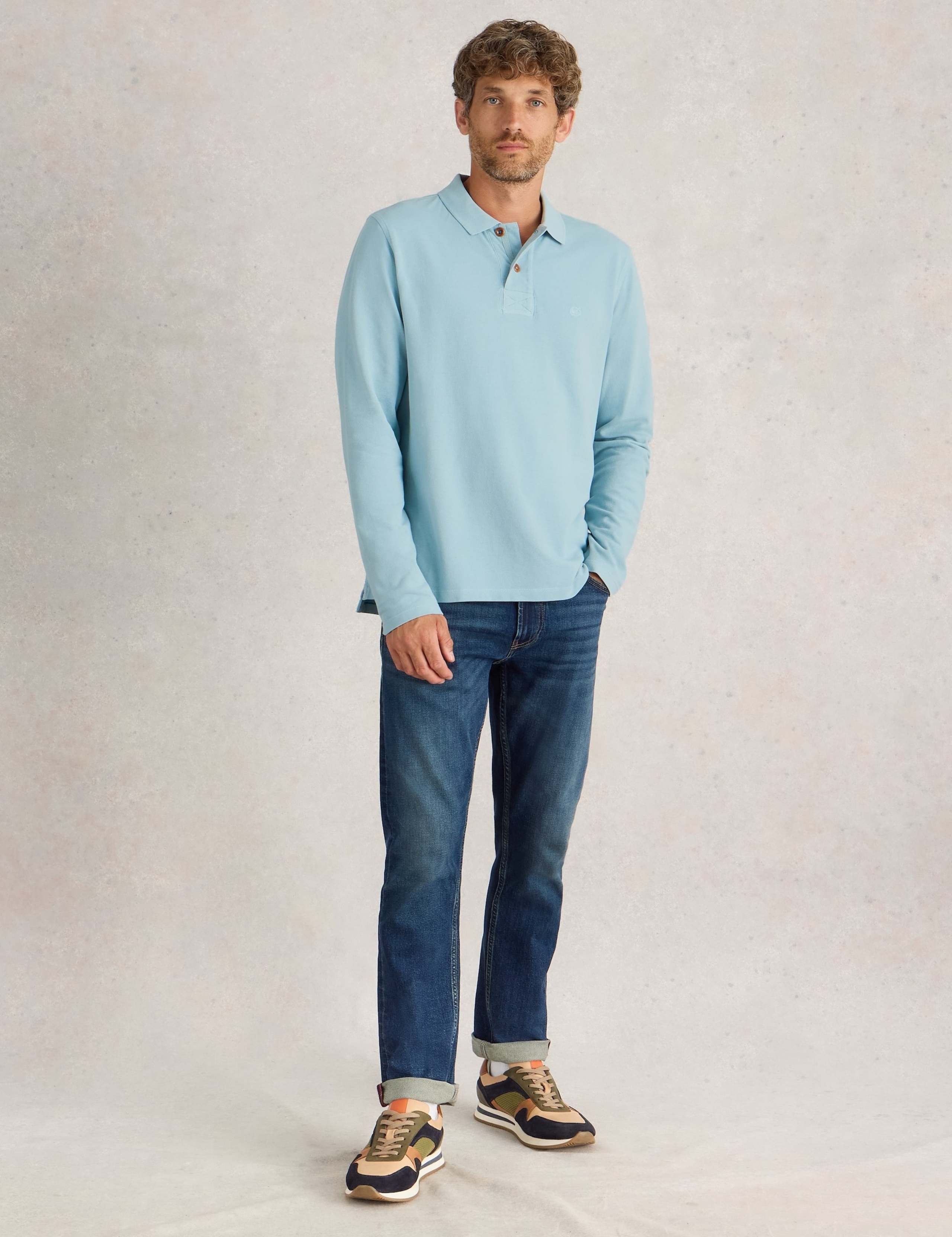 Pure Cotton Long Sleeve Polo Shirt