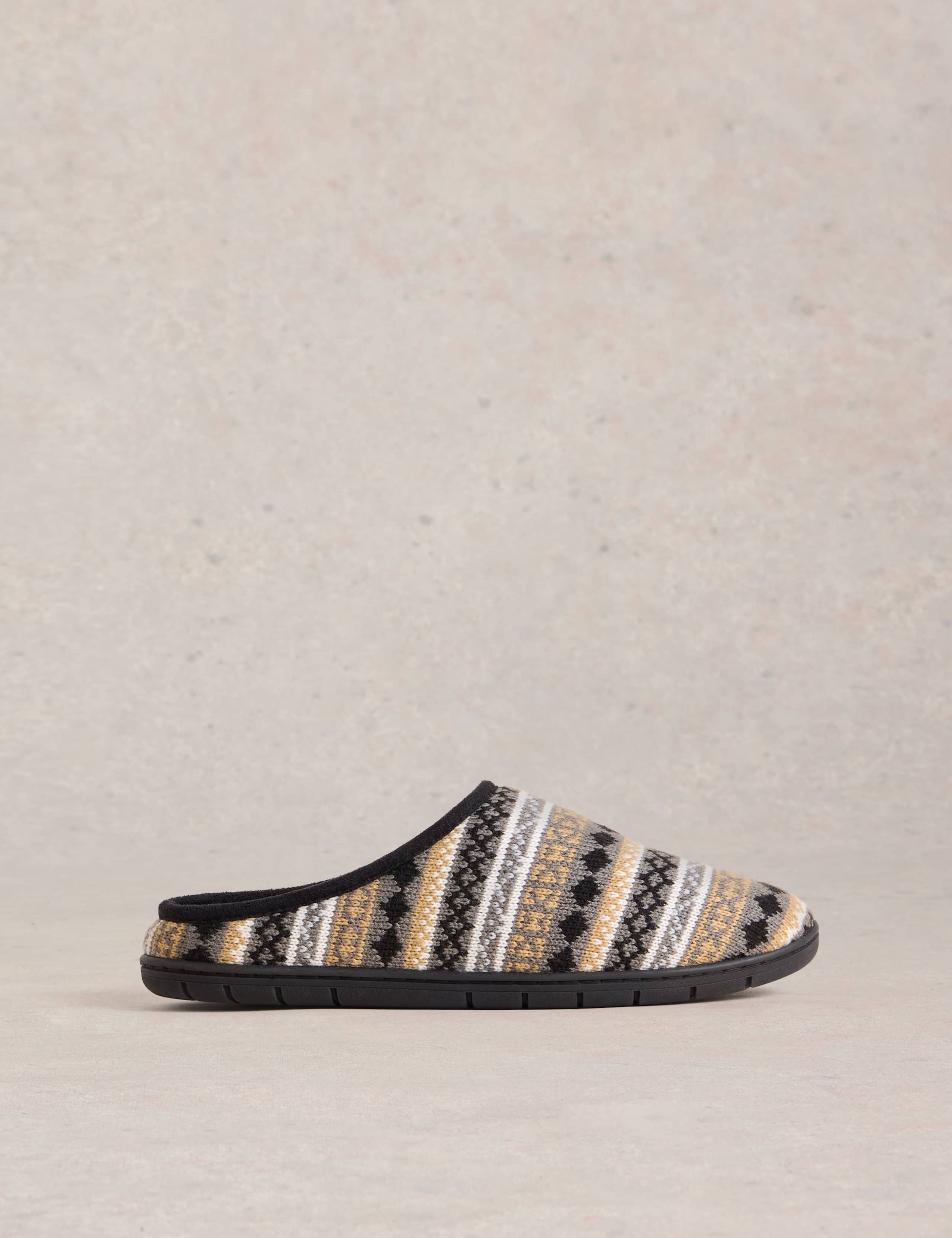 Fair Isle Faux Fur Lined Mule Slippers