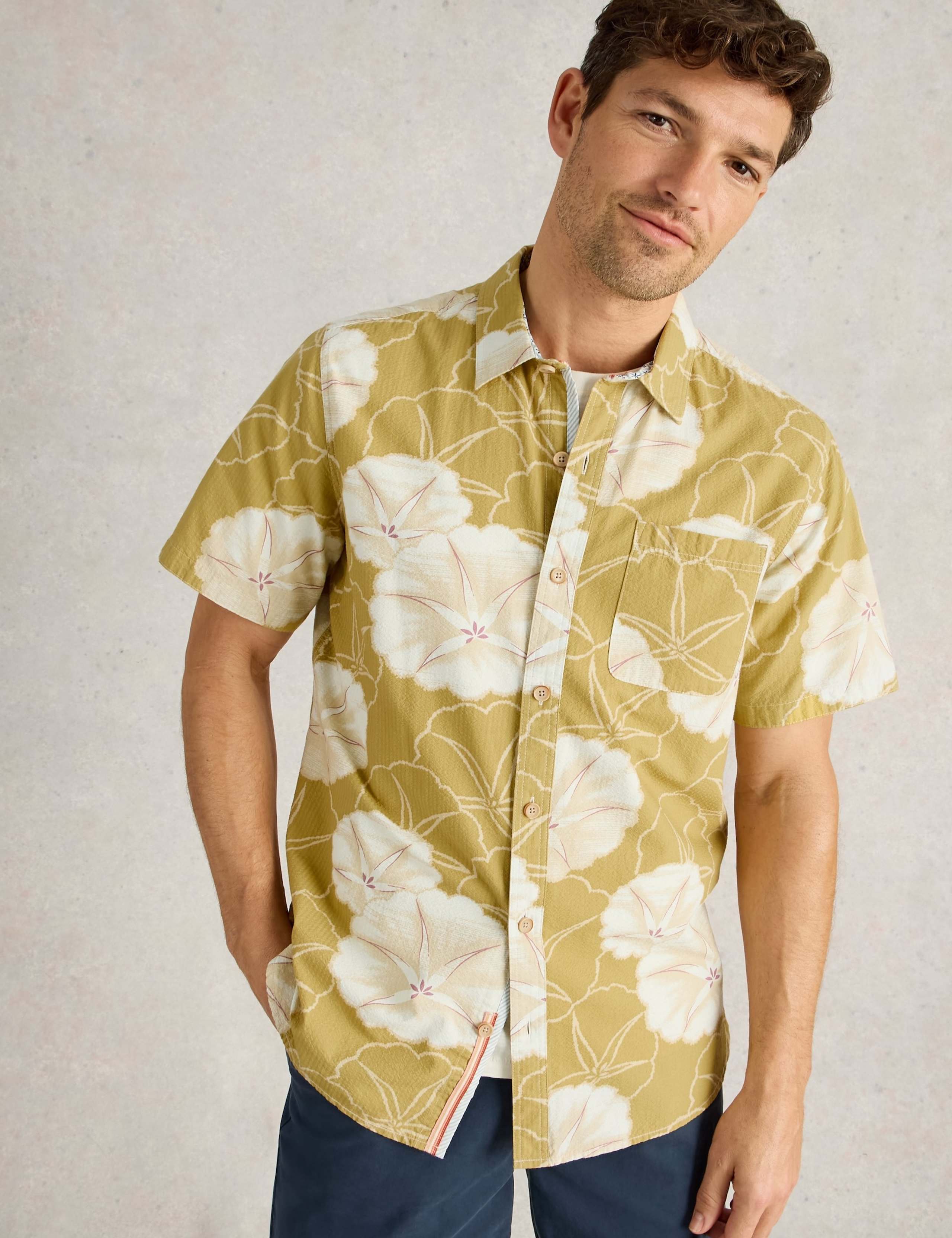 Regular Fit Pure Cotton Floral Short Sleeve Shirt
