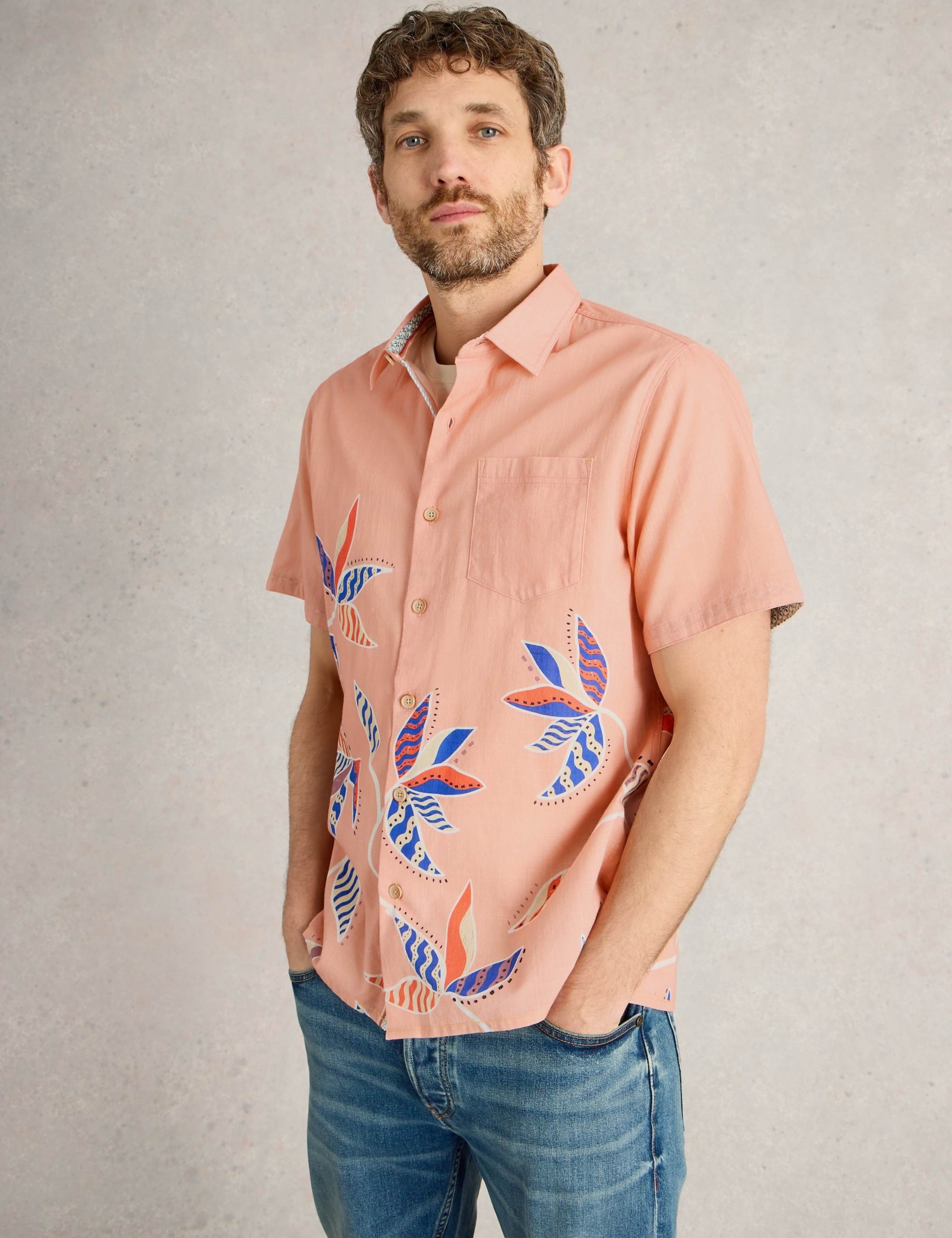 Regular Fit Pure Cotton Leaf Print Shirt