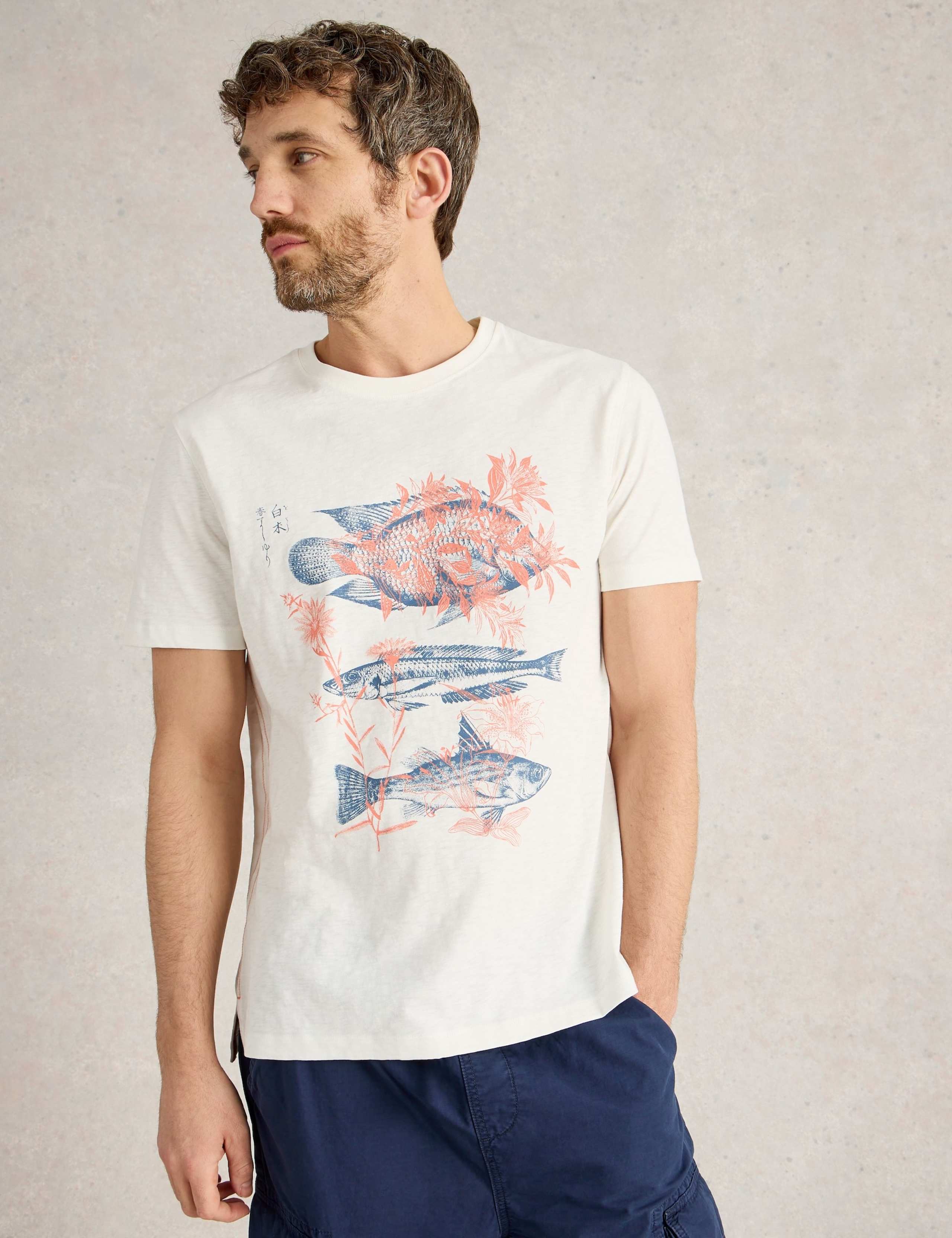 Pure Cotton Fish Graphic T-Shirt