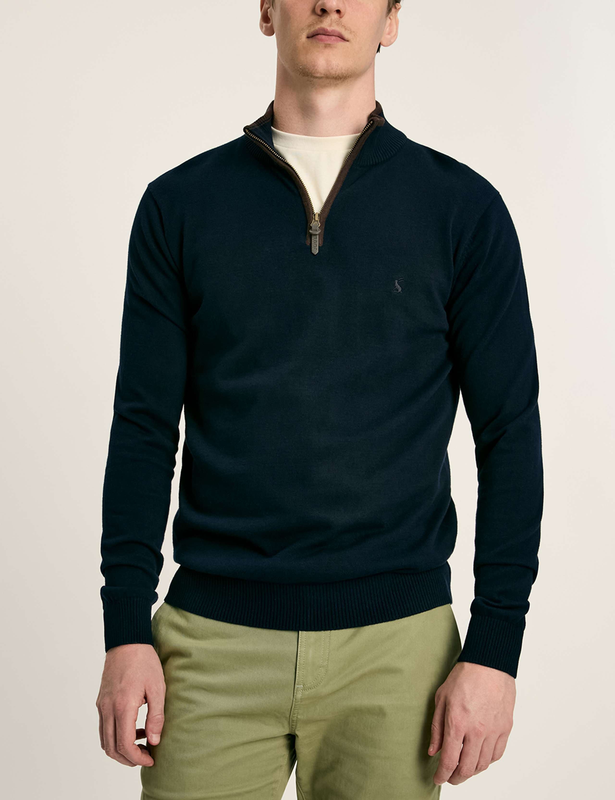 Pure Cotton Funnel Neck Half Zip Jumper