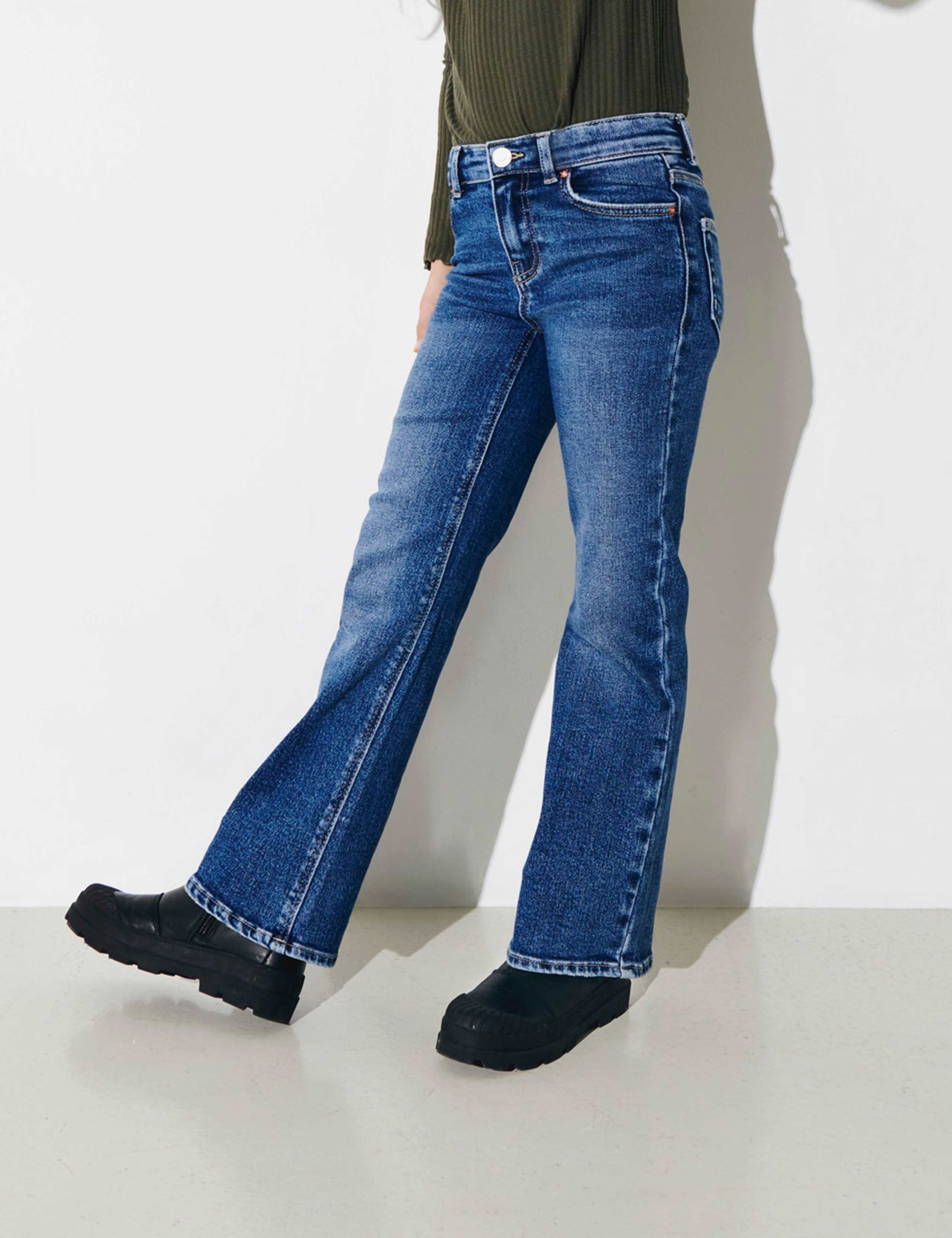 Regular Denim Wide Leg Jeans (8-14 Yrs)