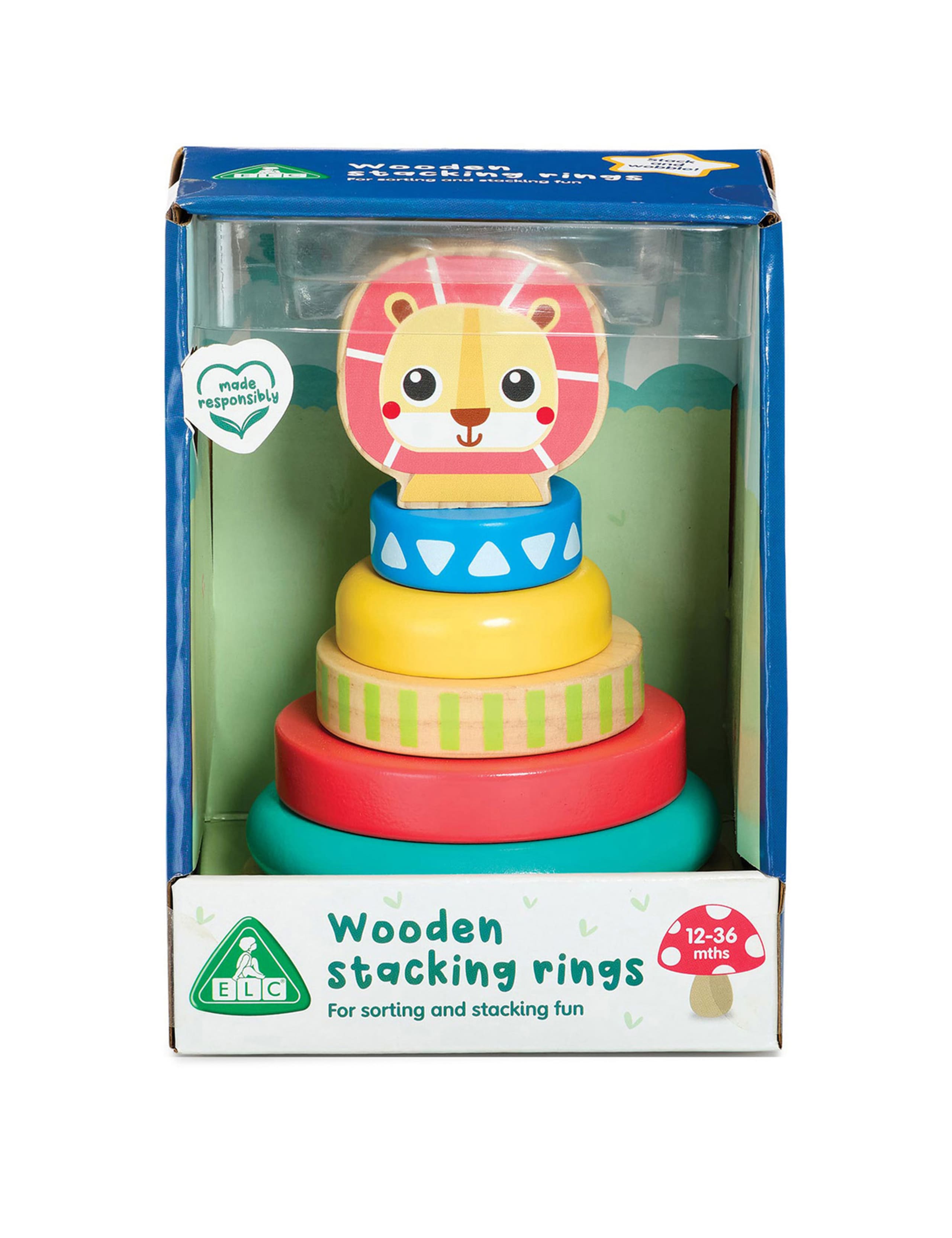 Wooden Lion Stacking Rings (1-3 Yrs)