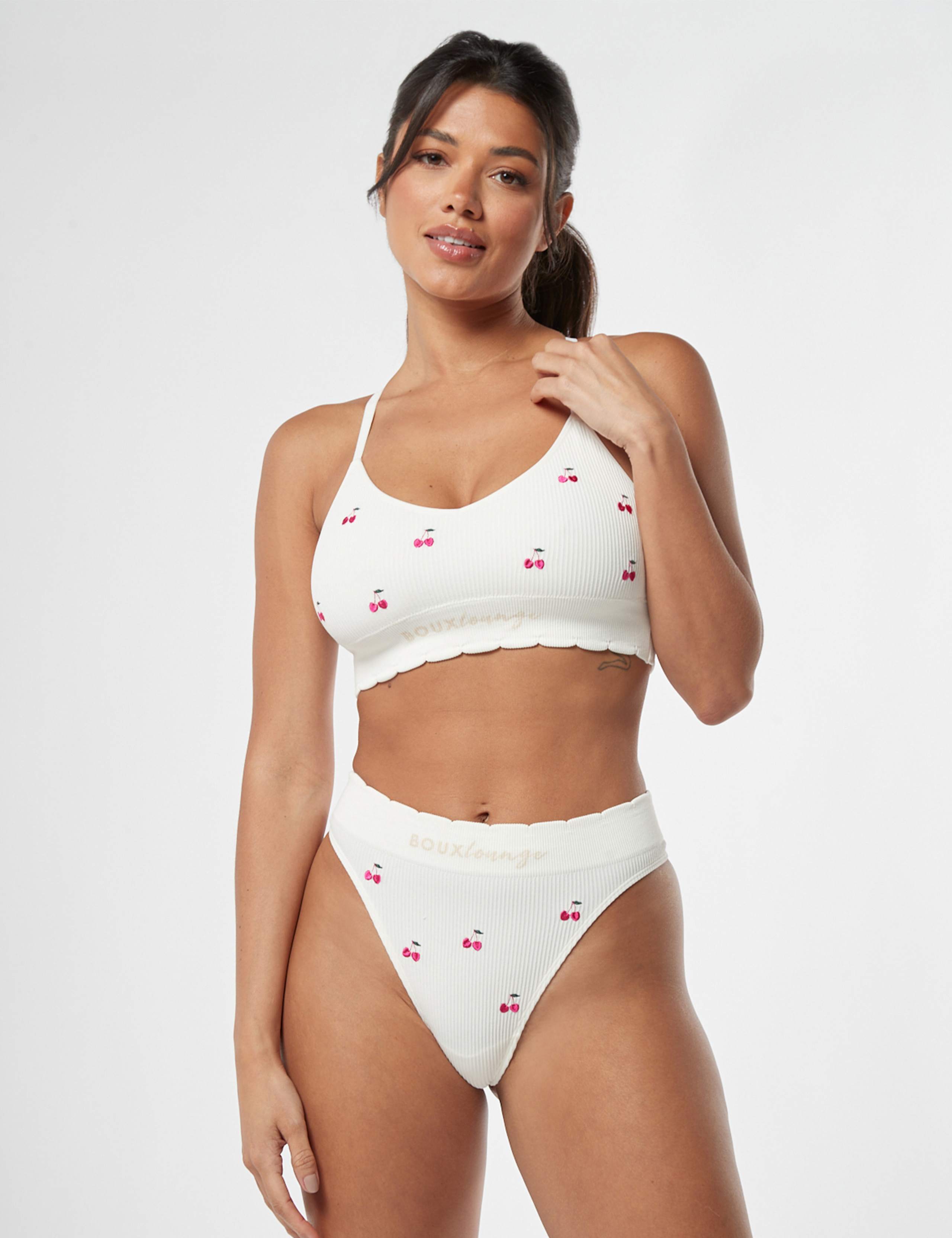 Cherry Embroidered Thong