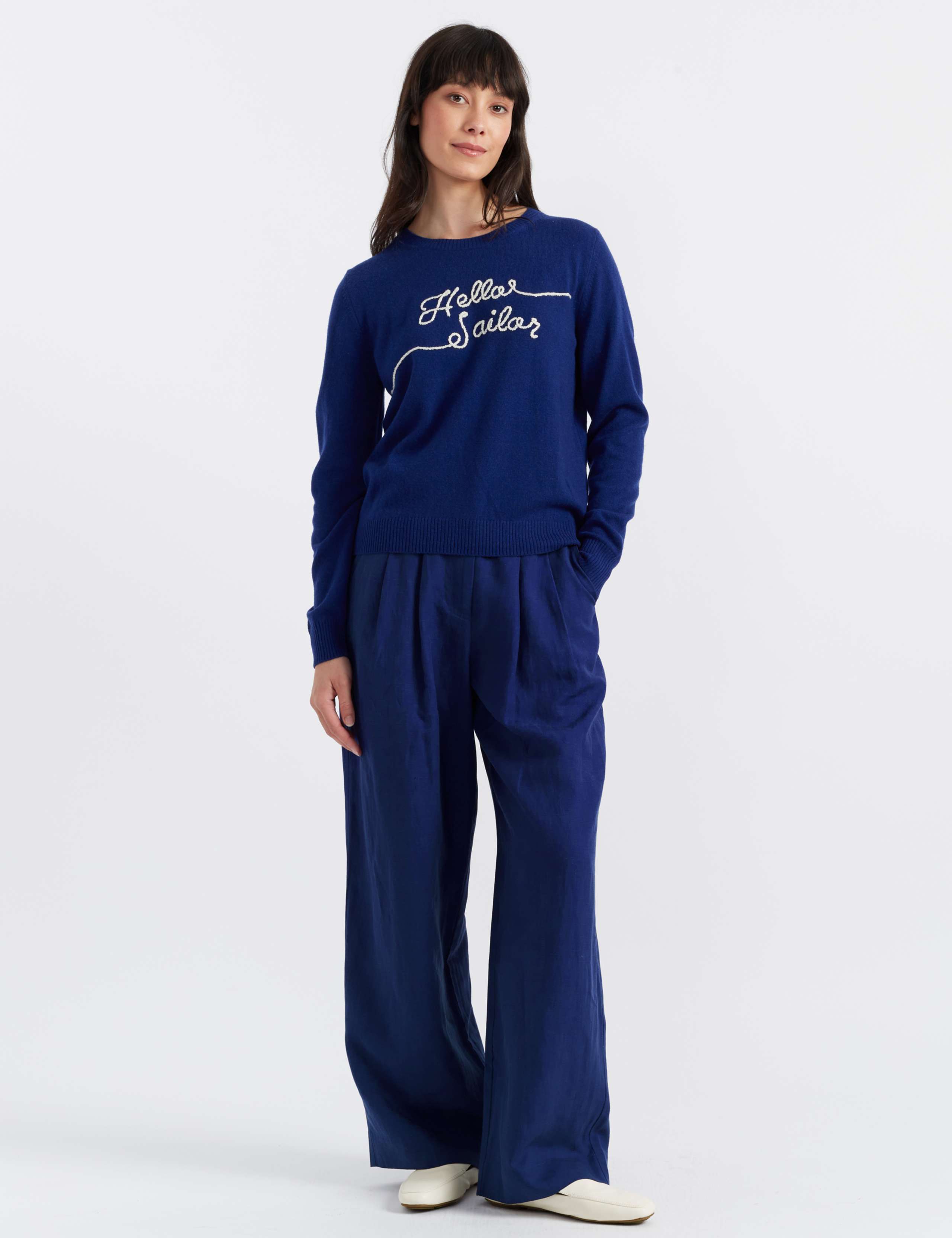Cashmere Rich Slogan Crew Neck Jumper