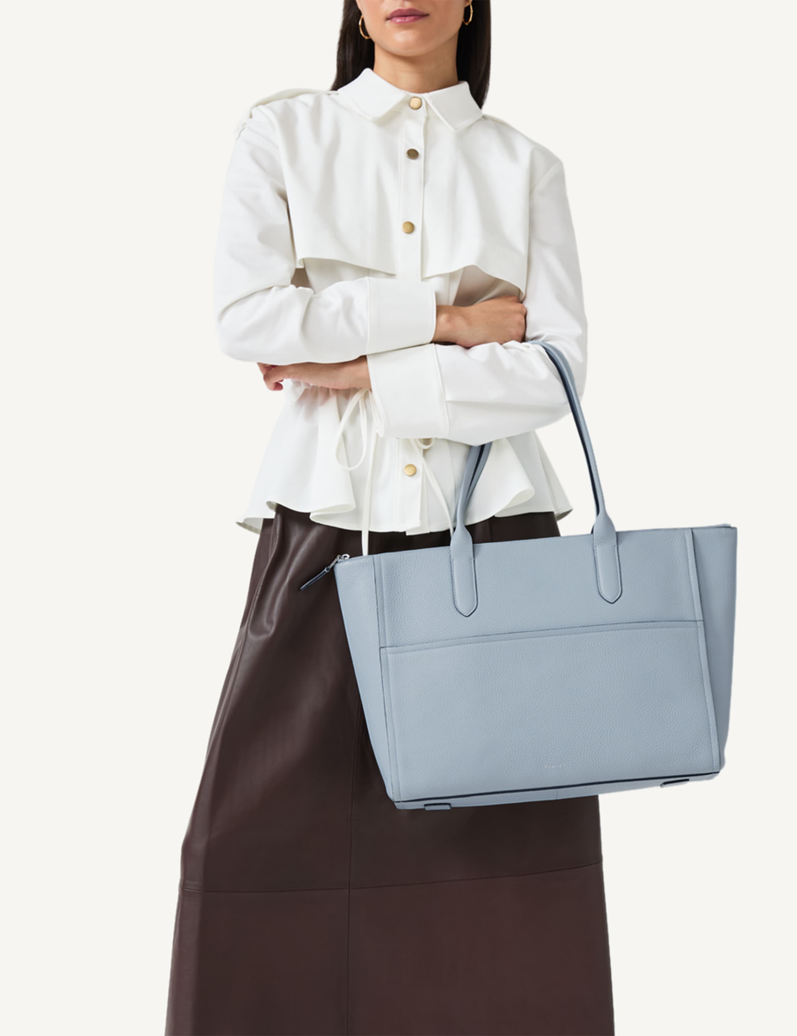 Oak Street Leather Zip Tote Bag
