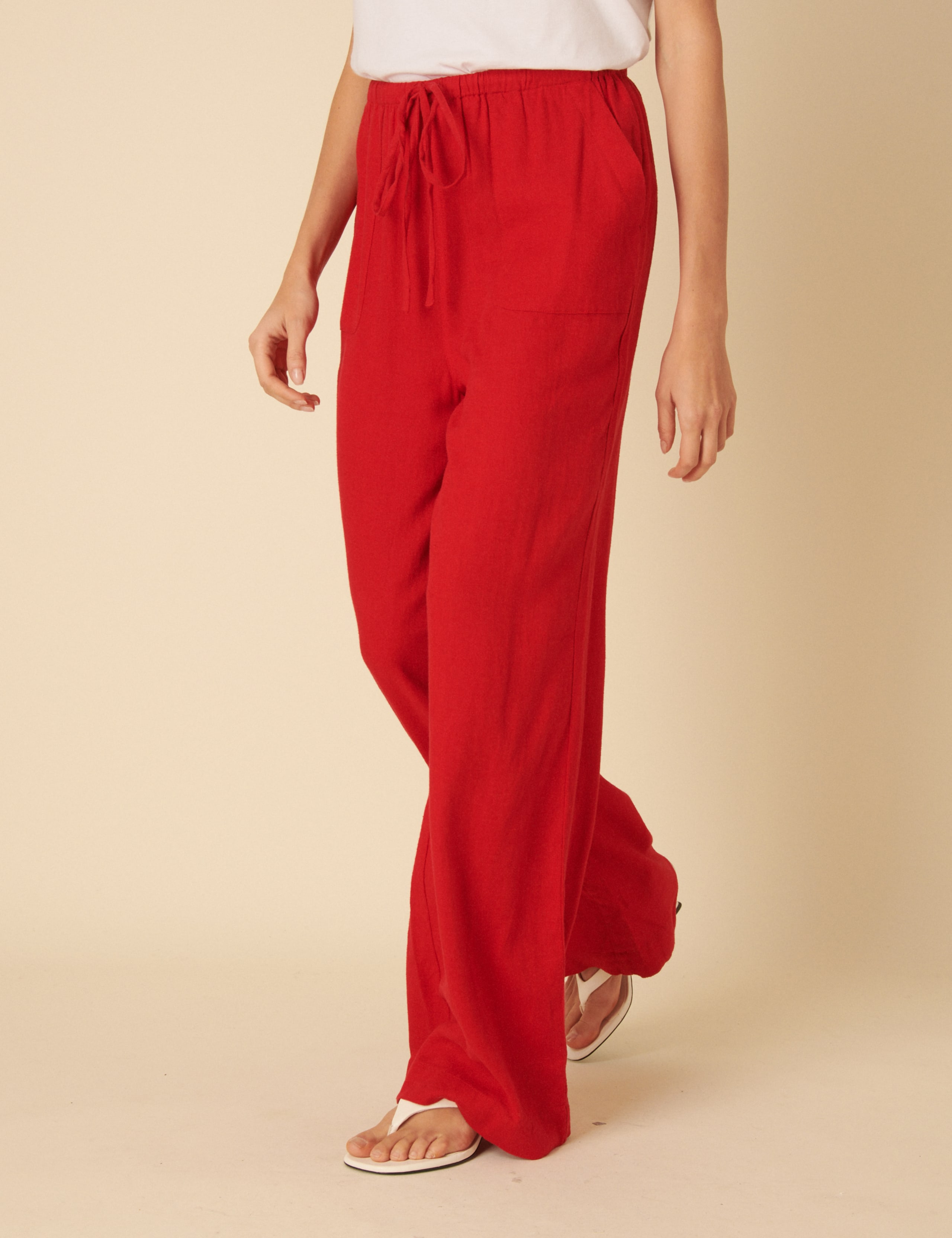 Linen Rich Relaxed Wide Leg Trousers